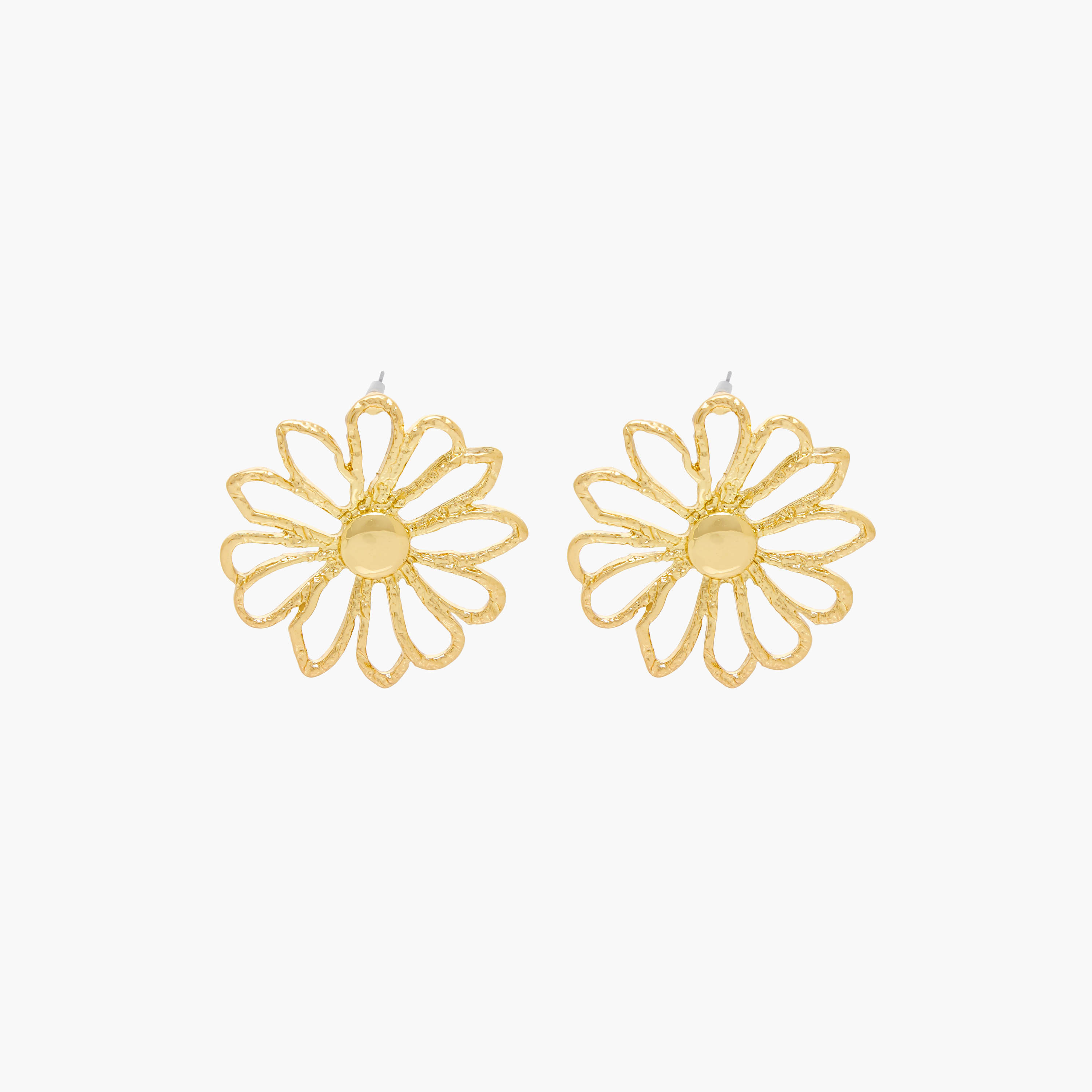 Gold Tone Floral Shape Earrings with Pushback Closure-women-watchesandjewellery-jewellery-earrings-image-1
