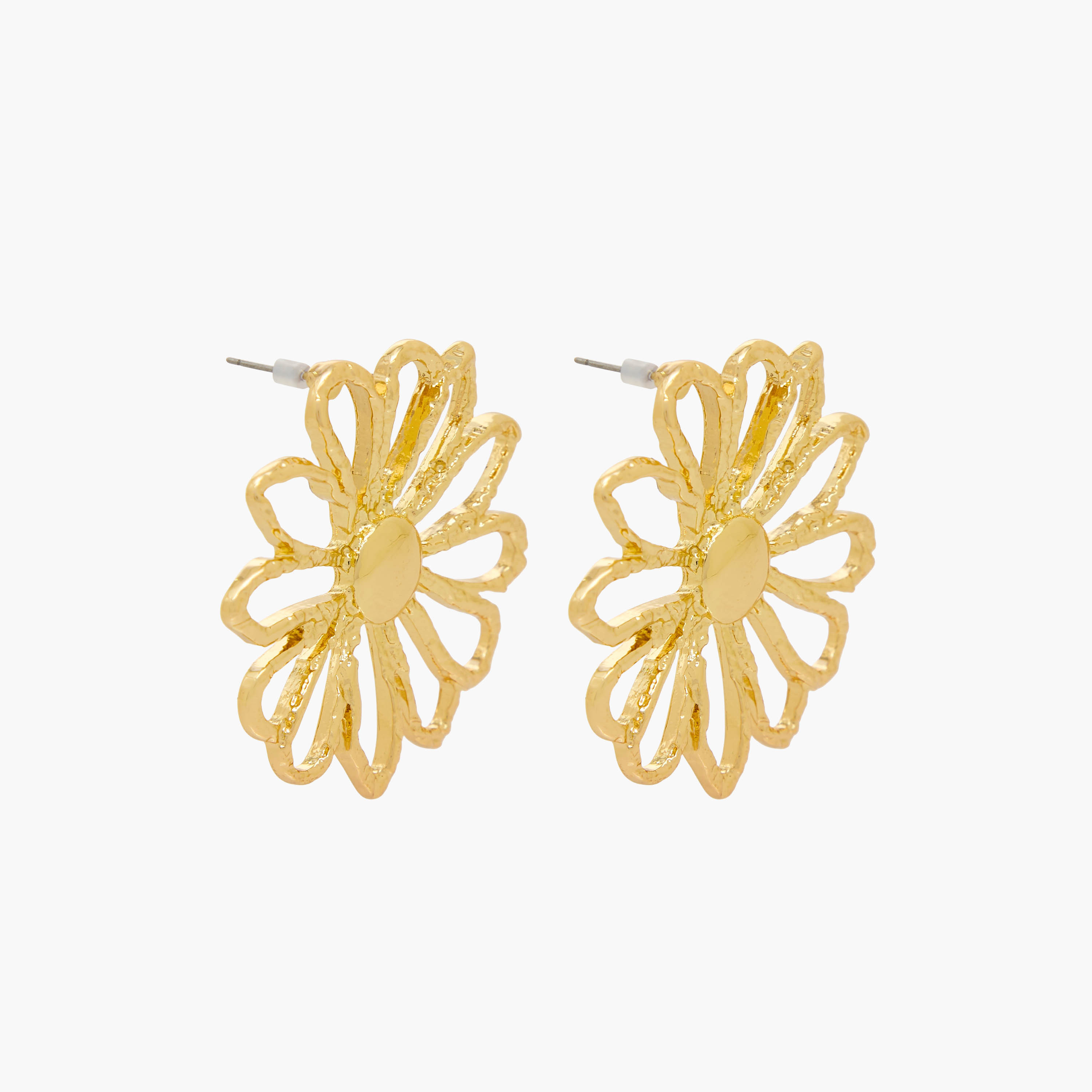 Gold Tone Floral Shape Earrings with Pushback Closure-women-watchesandjewellery-jewellery-earrings-image-3