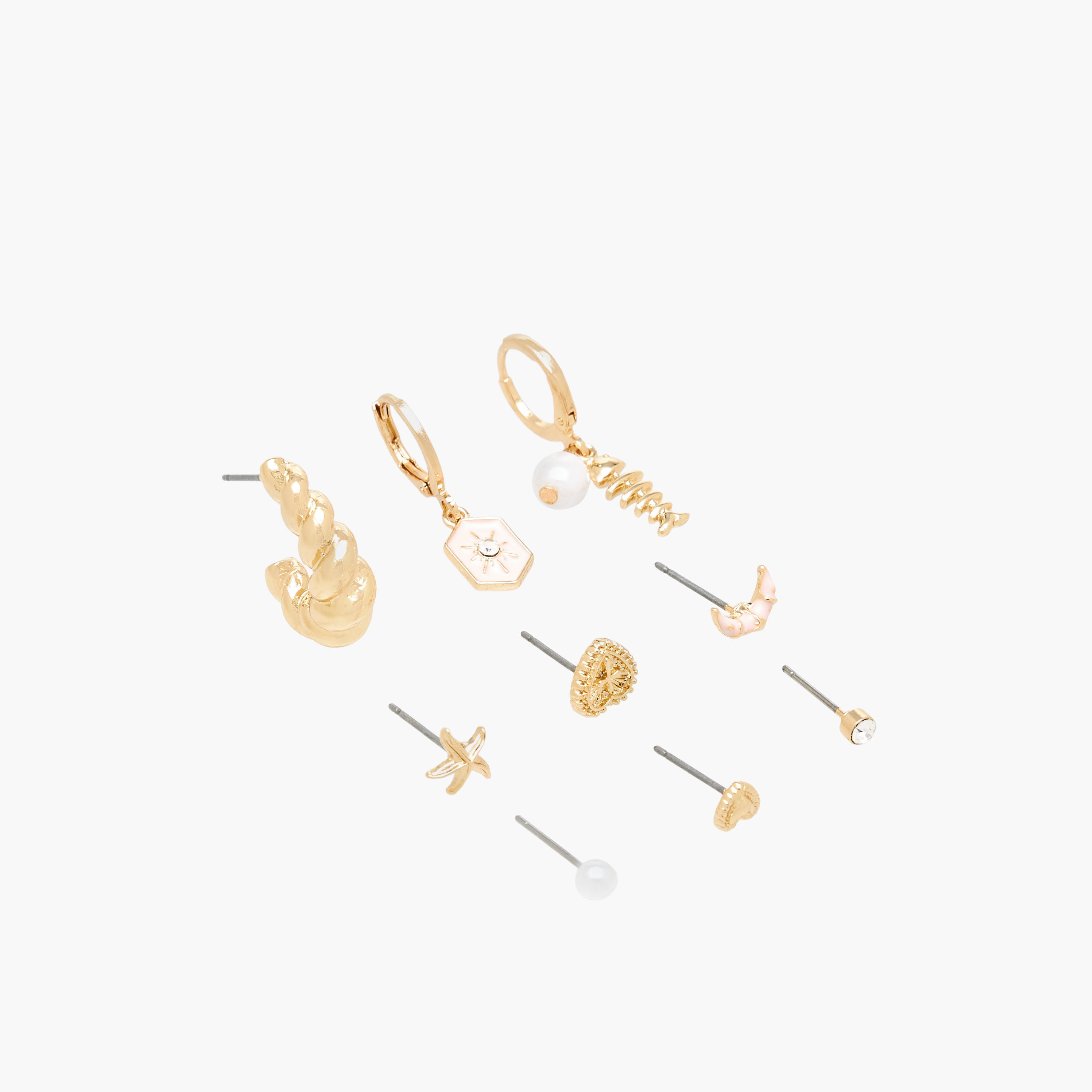 Pack of 9 Gold Tone Assorted Earrings with Pushback Closure-women-watchesandjewellery-jewellery-earrings-image-3