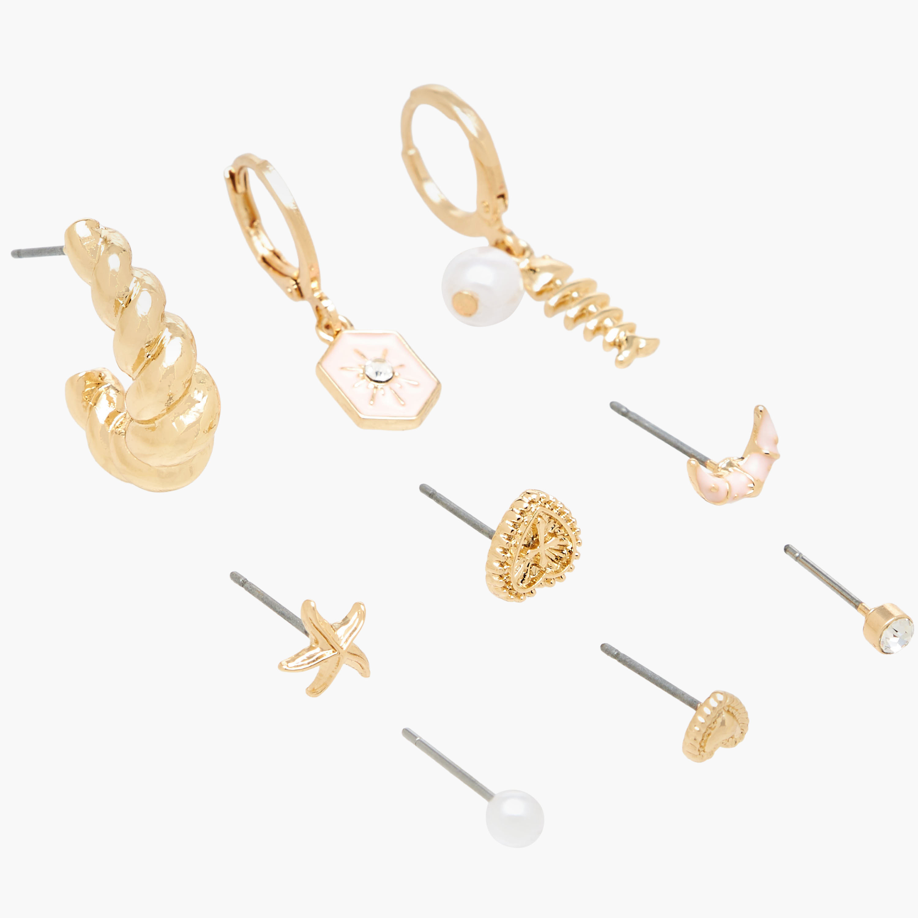 Pack of 9 Gold Tone Assorted Earrings with Pushback Closure-women-watchesandjewellery-jewellery-earrings-image-4