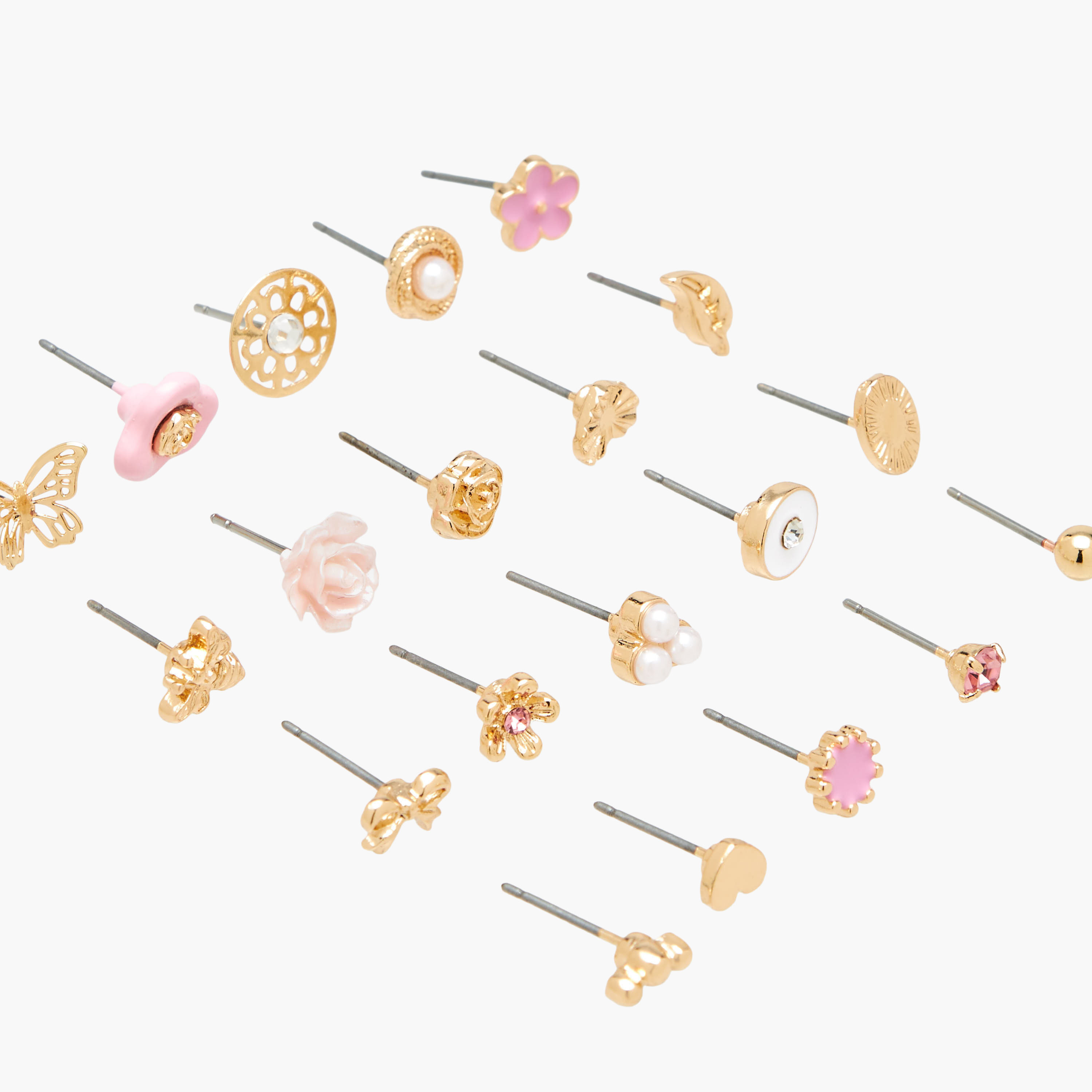 Pack of 20 Gold Tone Assorted Stud Earrings with Pushback Closure-women-watchesandjewellery-jewellery-earrings-image-4