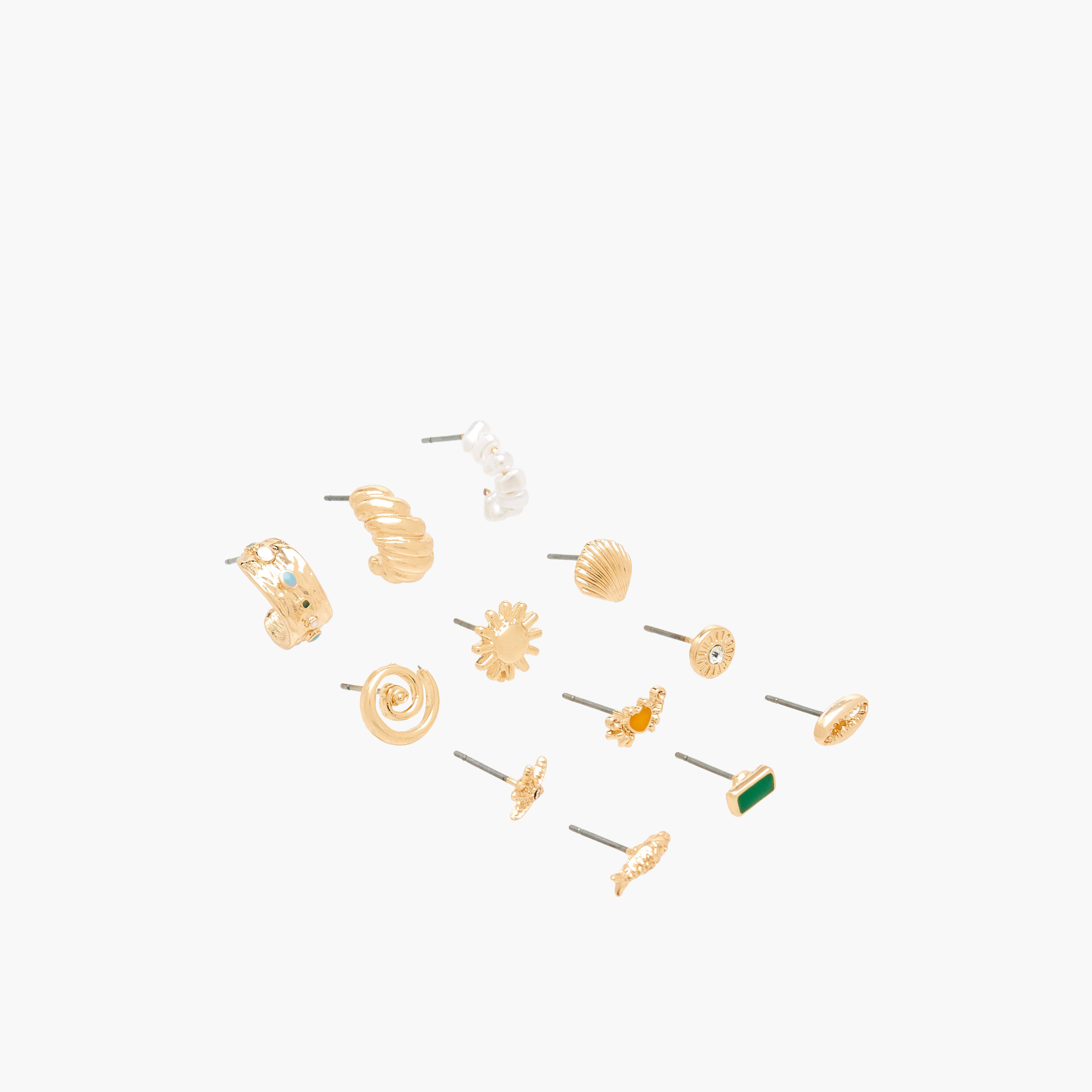 Pack of 12 Gold Tone Embellished Earrings with Pushback Closure-women-watchesandjewellery-jewellery-earrings-image-3