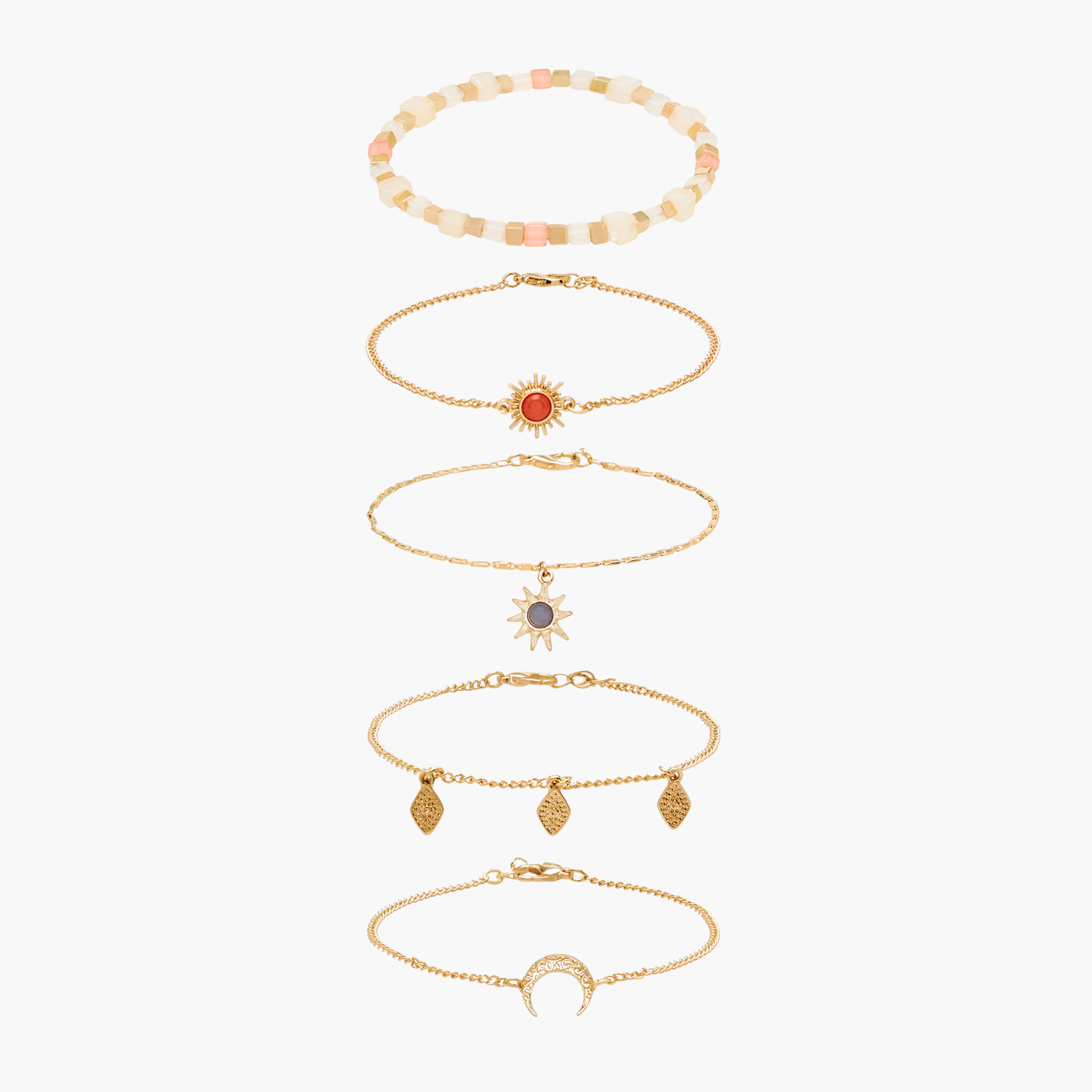 Pack of 5 Gold Tone Assorted Bracelet-women-watchesandjewellery-jewellery-banglesandbracelets-image-1