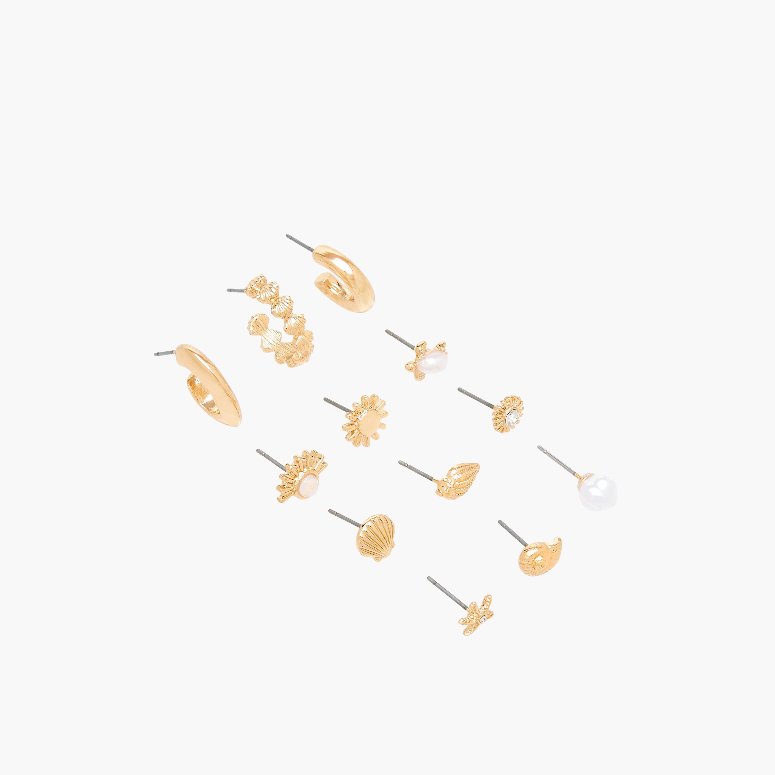 Pack of 12 Gold Tone Embellished Earrings with Pushback Closure-women-watchesandjewellery-jewellery-earrings-image-3