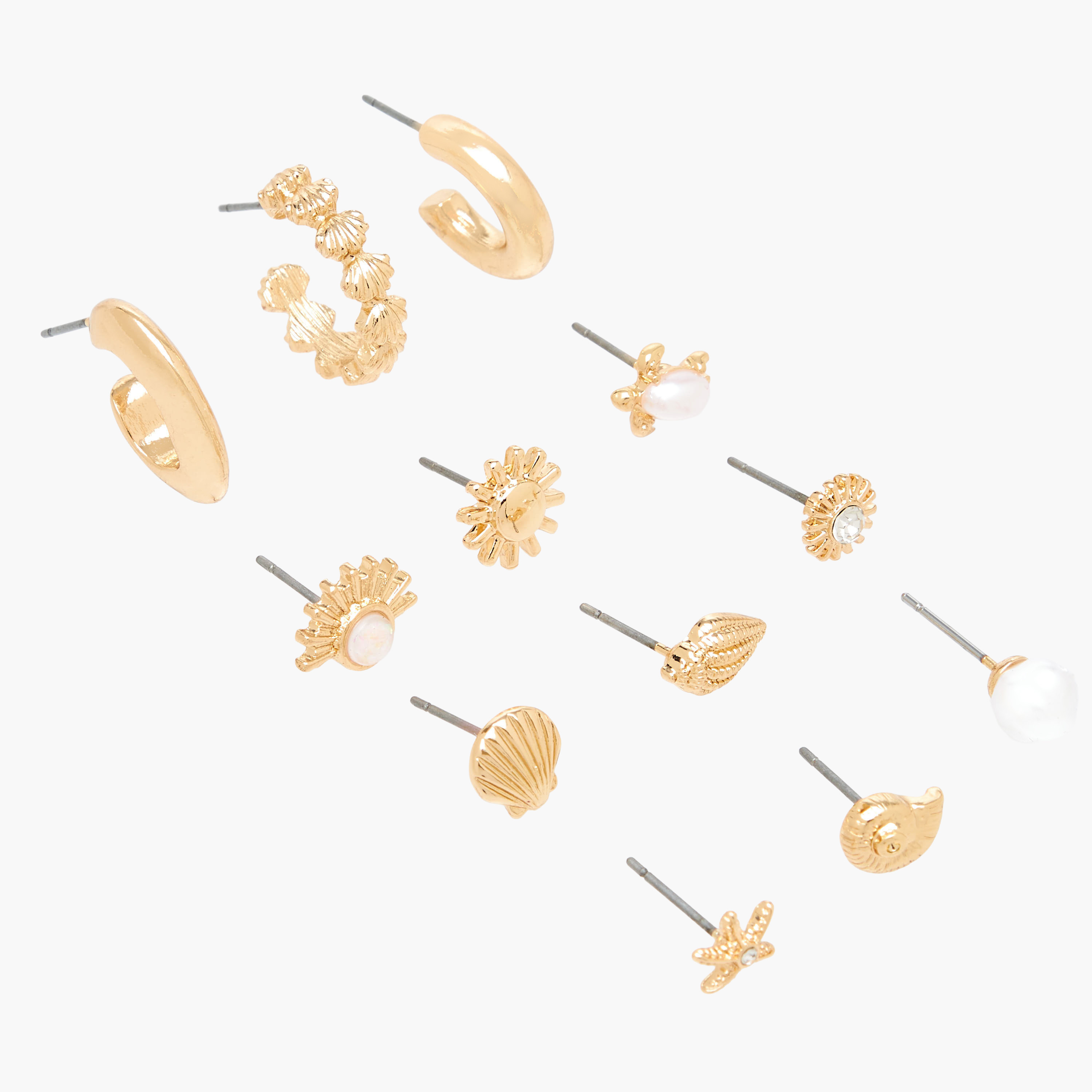 Pack of 12 Gold Tone Embellished Earrings with Pushback Closure-women-watchesandjewellery-jewellery-earrings-image-4