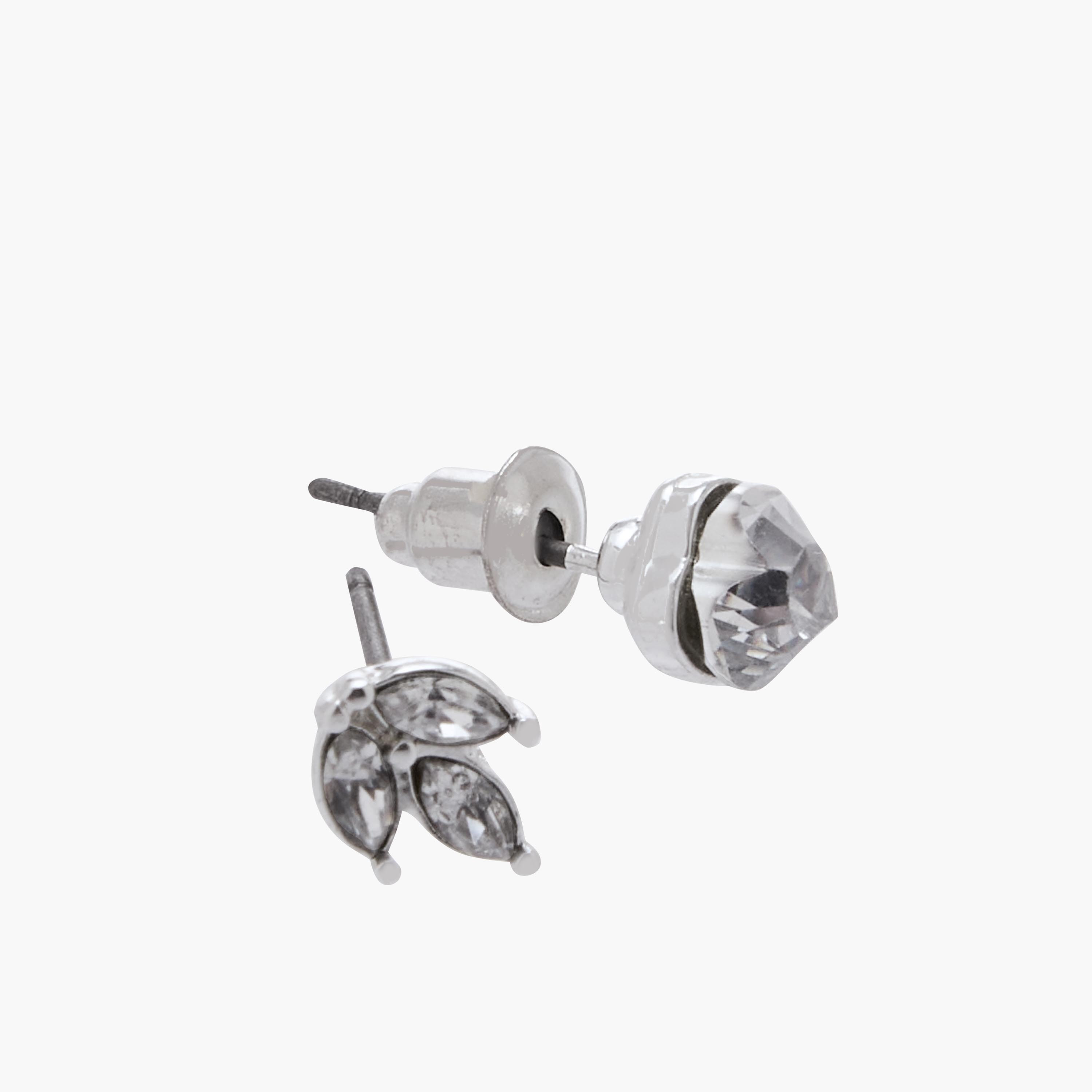 Pack of 20 Silver Tone Assorted Stud Earrings with Pushback Closure-women-watchesandjewellery-jewellery-earrings-image-5