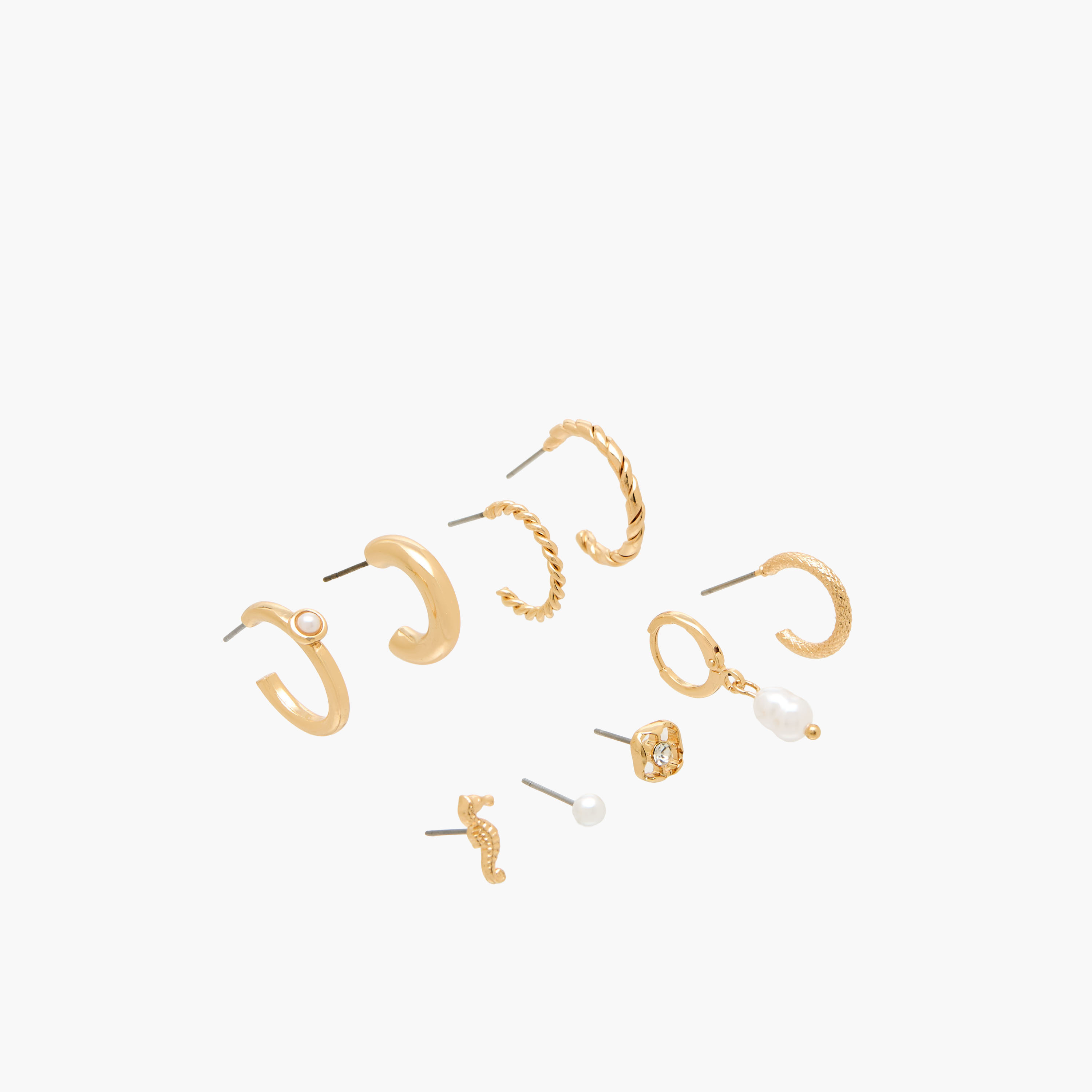 Pack of 9 Gold Tone Assorted Earrings-women-watchesandjewellery-jewellery-earrings-image-3