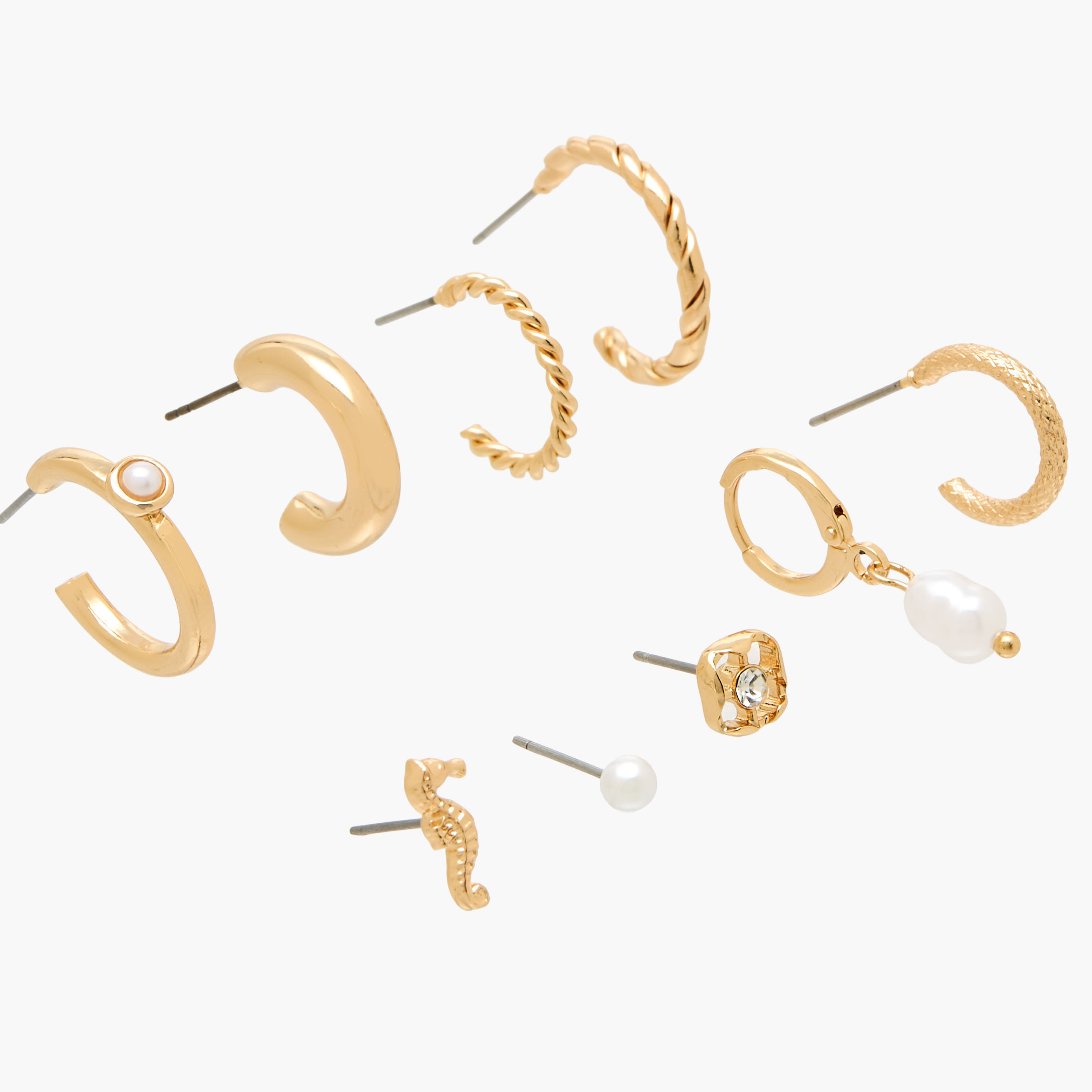 Pack of 9 Gold Tone Assorted Earrings-women-watchesandjewellery-jewellery-earrings-image-4