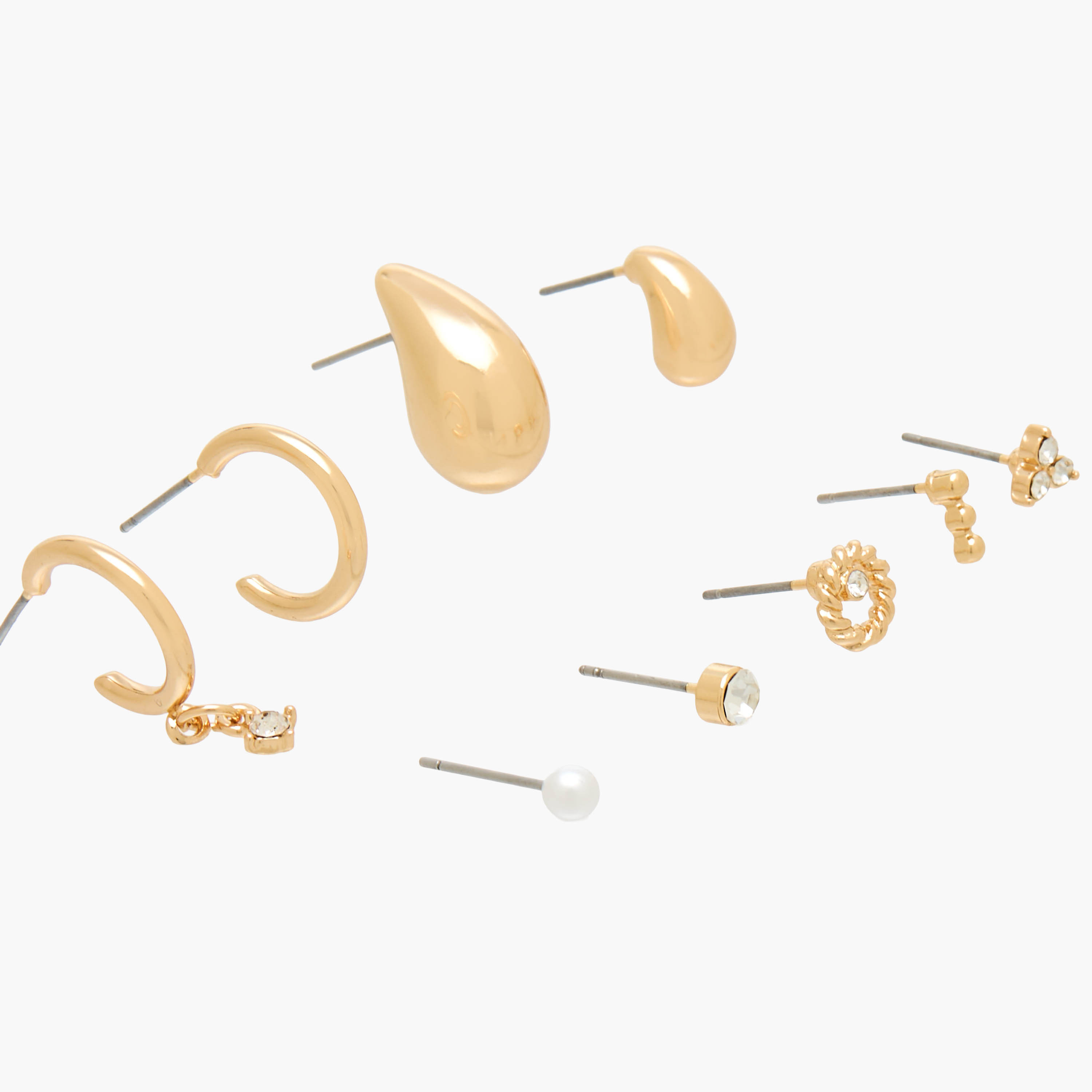 Pack of 9 Gold Tone Assorted Earrings with Pushback Closure-women-watchesandjewellery-jewellery-earrings-image-4