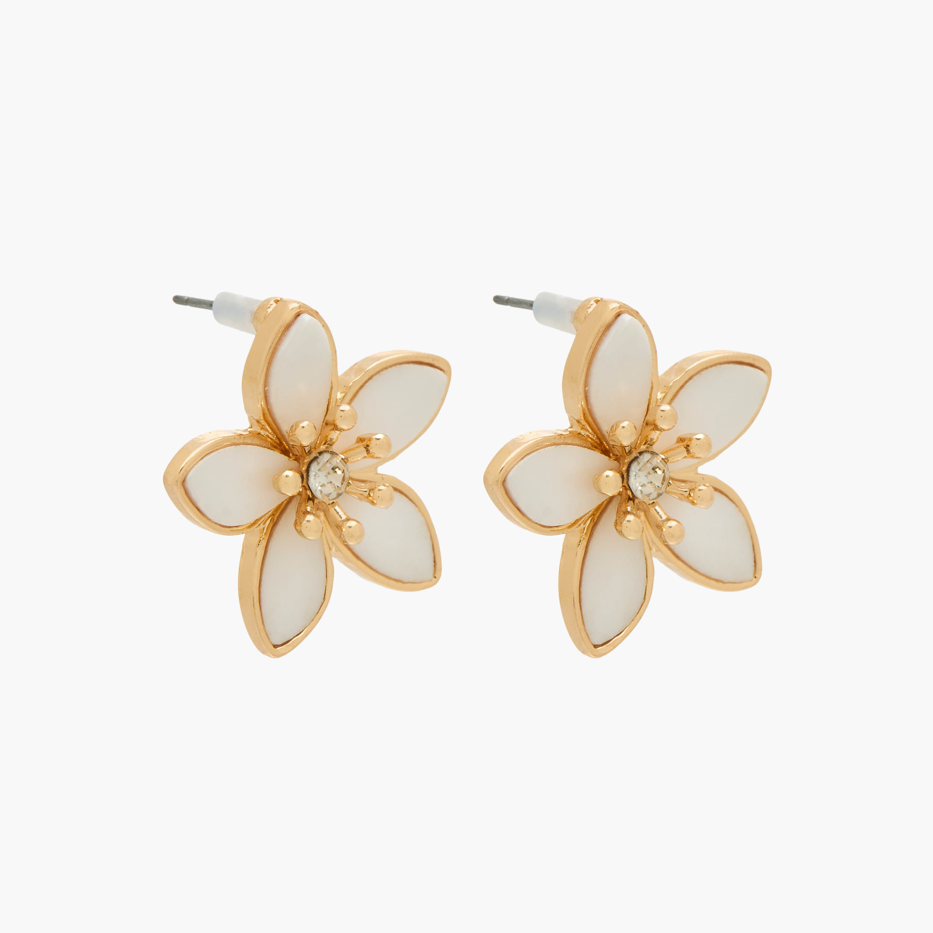 Pack of 3 Metallic Floral Stud Earrings with Pushback Closure-women-watchesandjewellery-jewellery-earrings-image-3