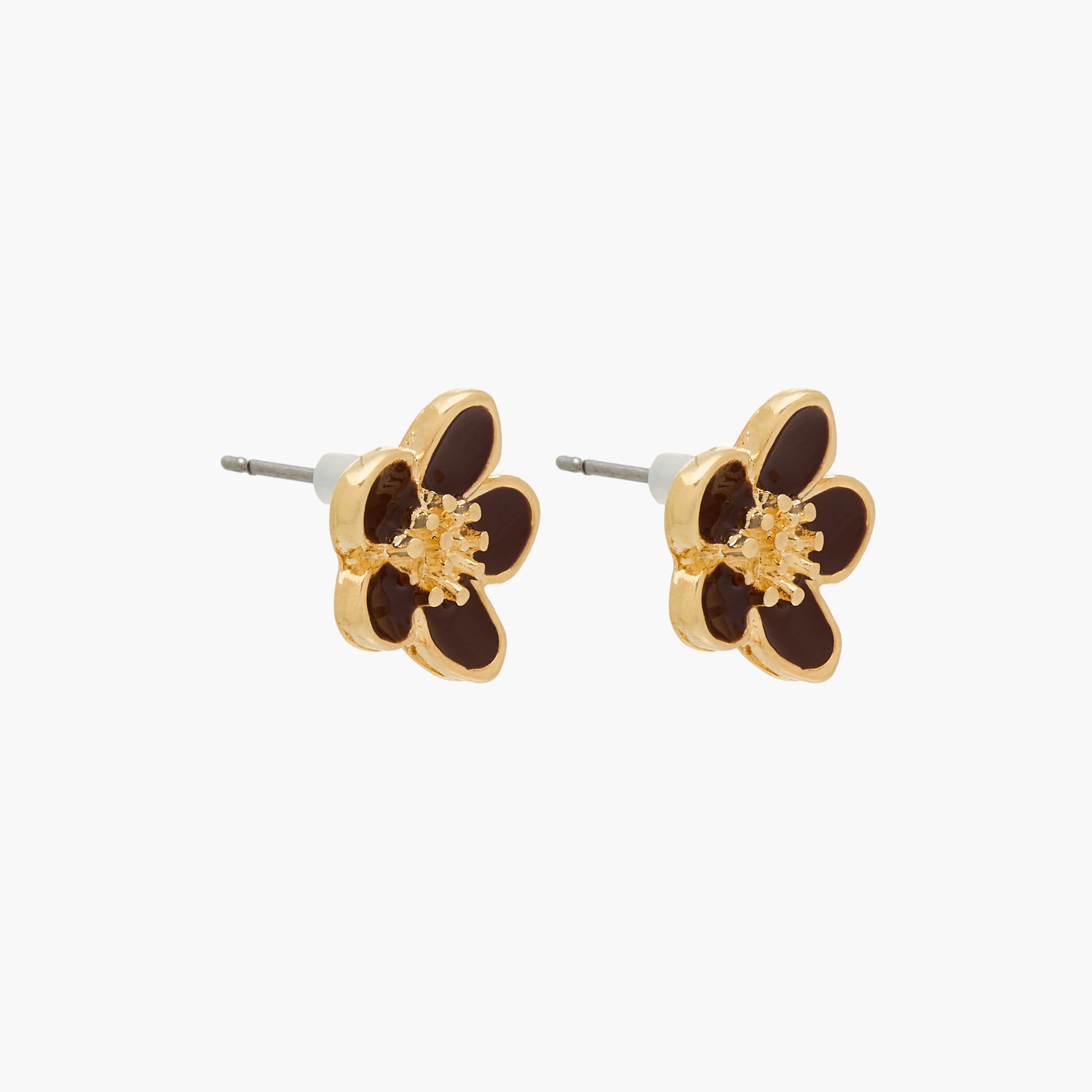 Pack of 3 Metallic Floral Stud Earrings with Pushback Closure-women-watchesandjewellery-jewellery-earrings-image-5