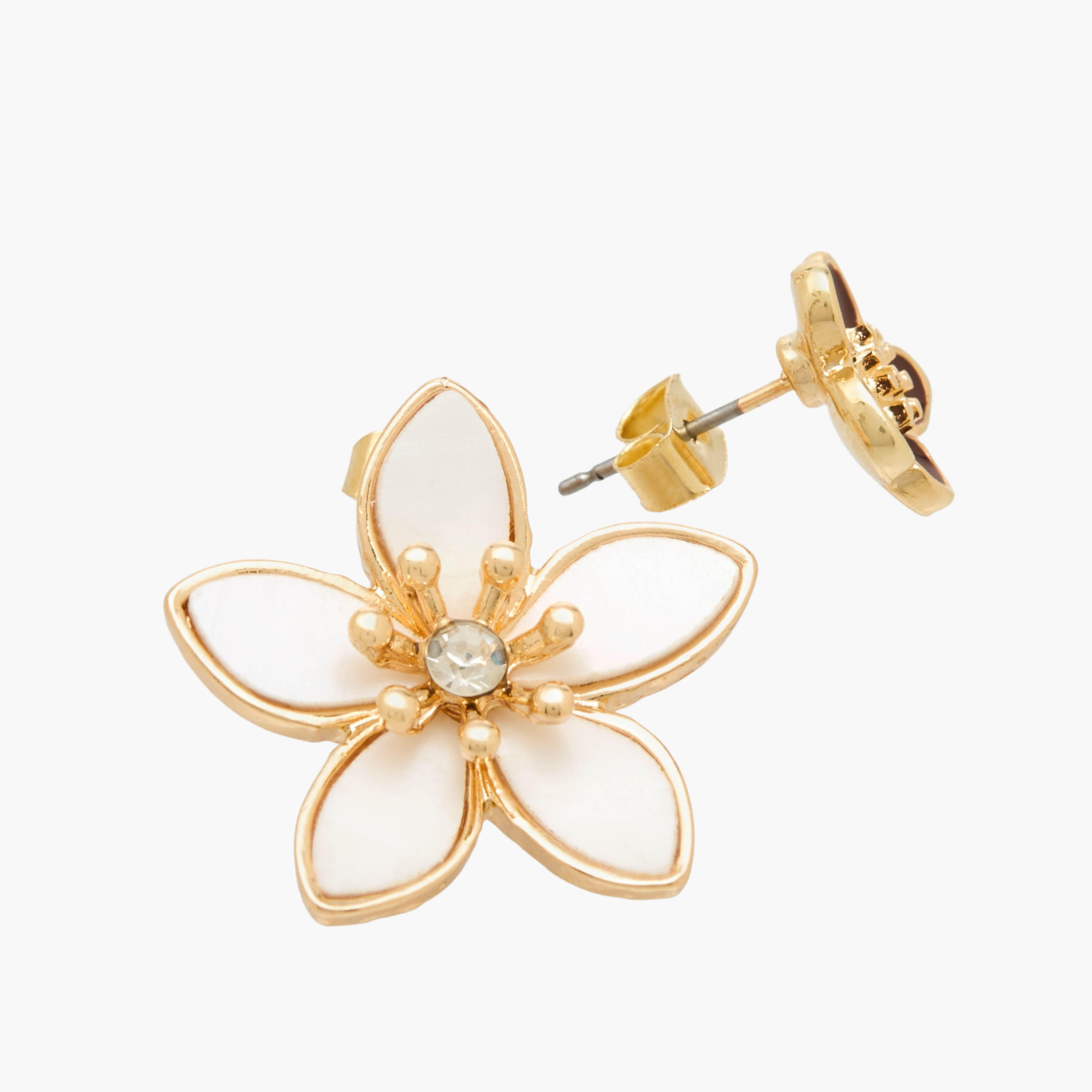 Pack of 3 Metallic Floral Stud Earrings with Pushback Closure-women-watchesandjewellery-jewellery-earrings-image-7