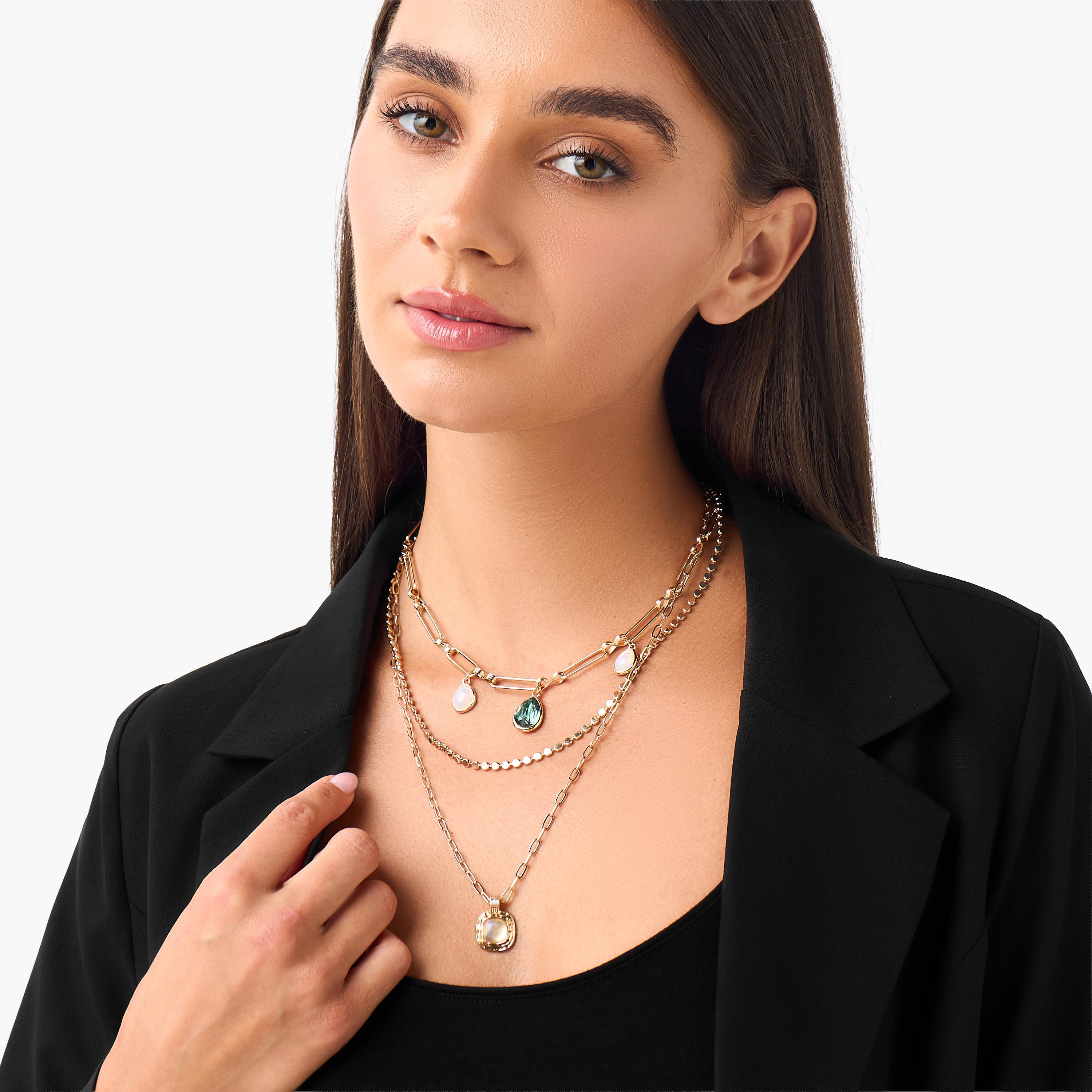 Gold Tone Embellished Layered Charm Necklace-women-watchesandjewellery-jewellery-necklacesandpendants-image-2