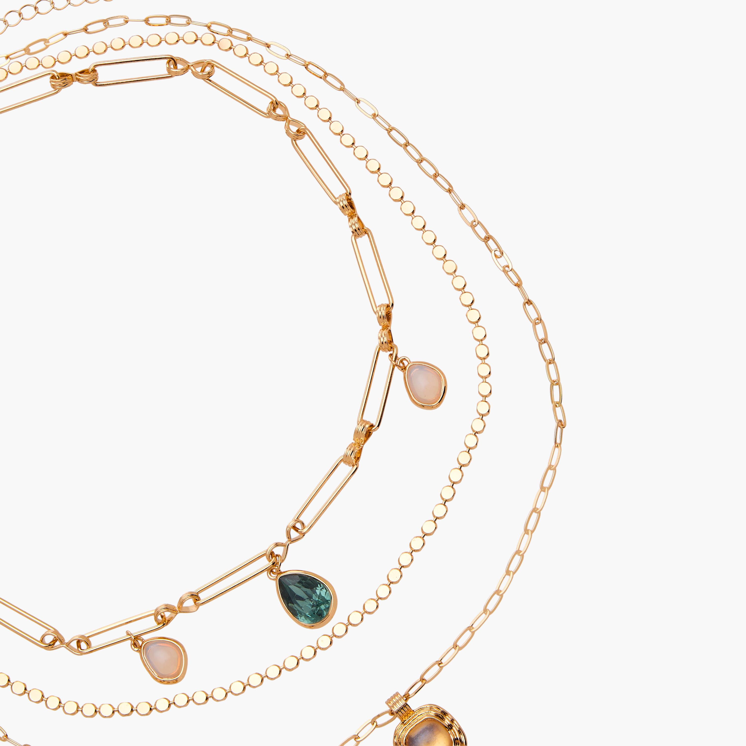 Gold Tone Embellished Layered Charm Necklace-women-watchesandjewellery-jewellery-necklacesandpendants-image-3
