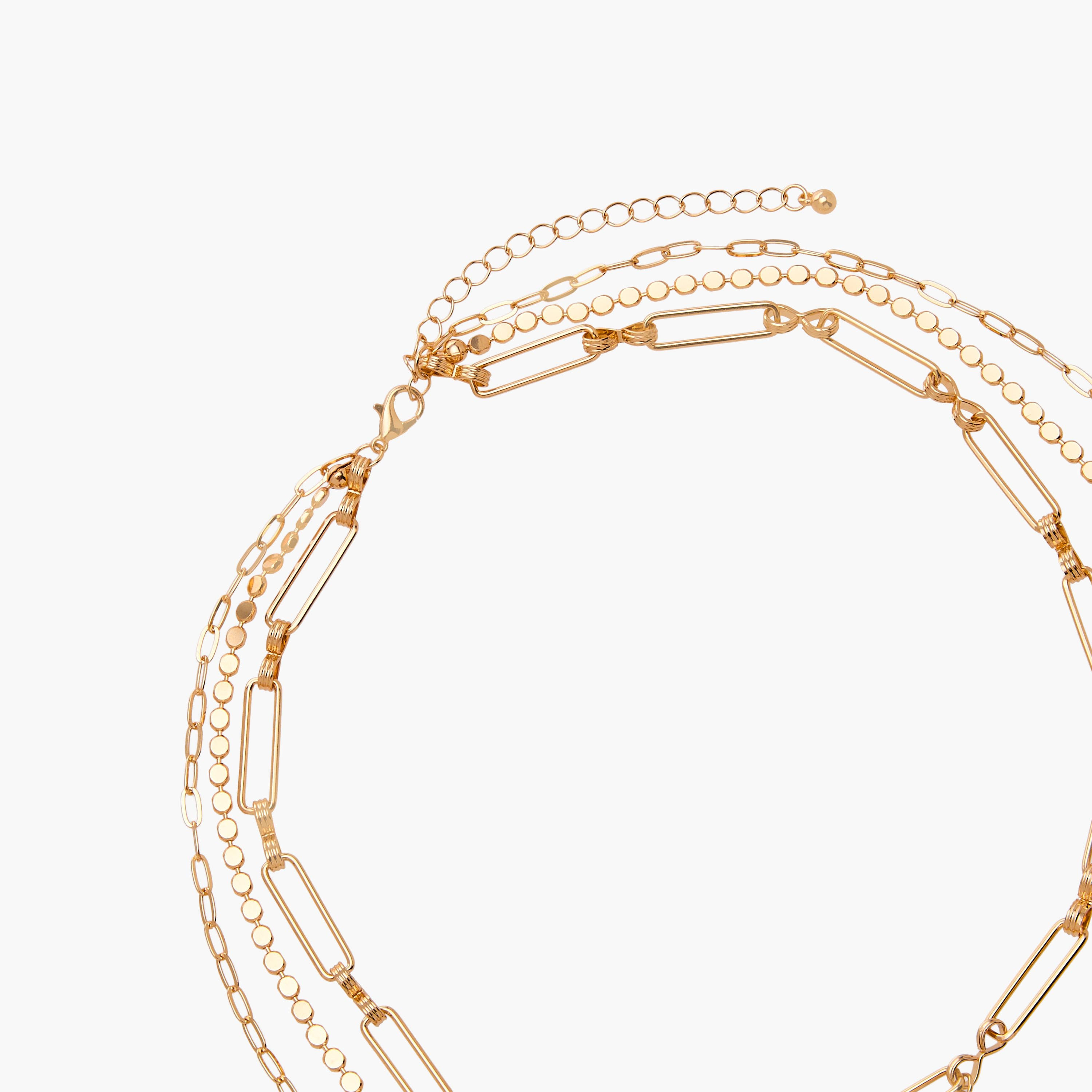 Gold Tone Embellished Layered Charm Necklace-women-watchesandjewellery-jewellery-necklacesandpendants-image-4
