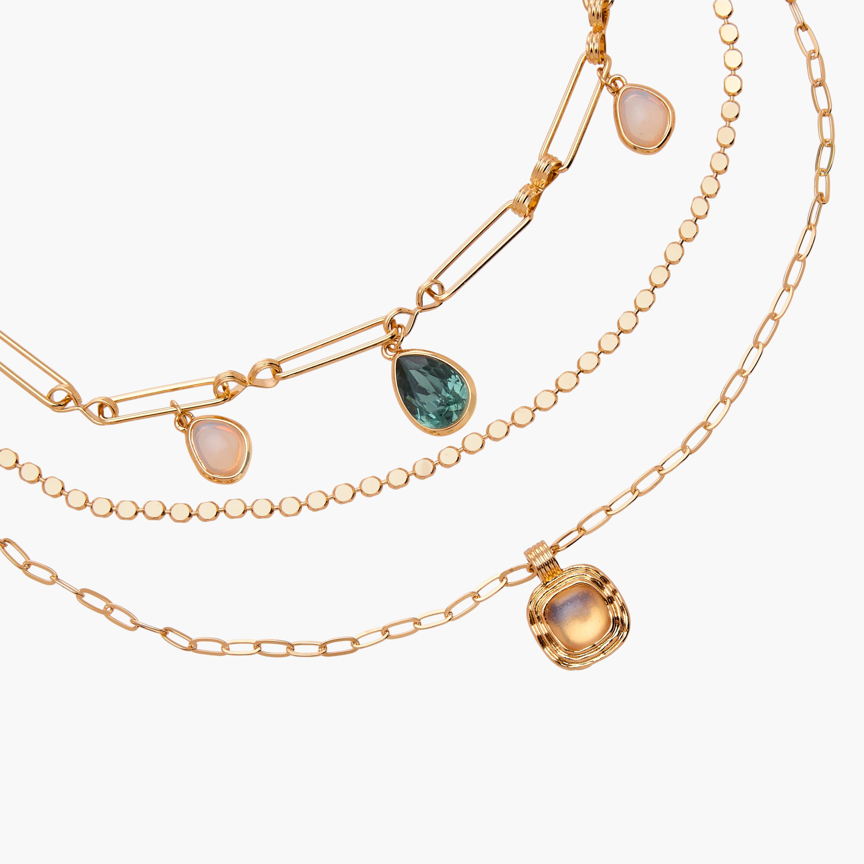 Gold Tone Embellished Layered Charm Necklace-women-watchesandjewellery-jewellery-necklacesandpendants-image-5