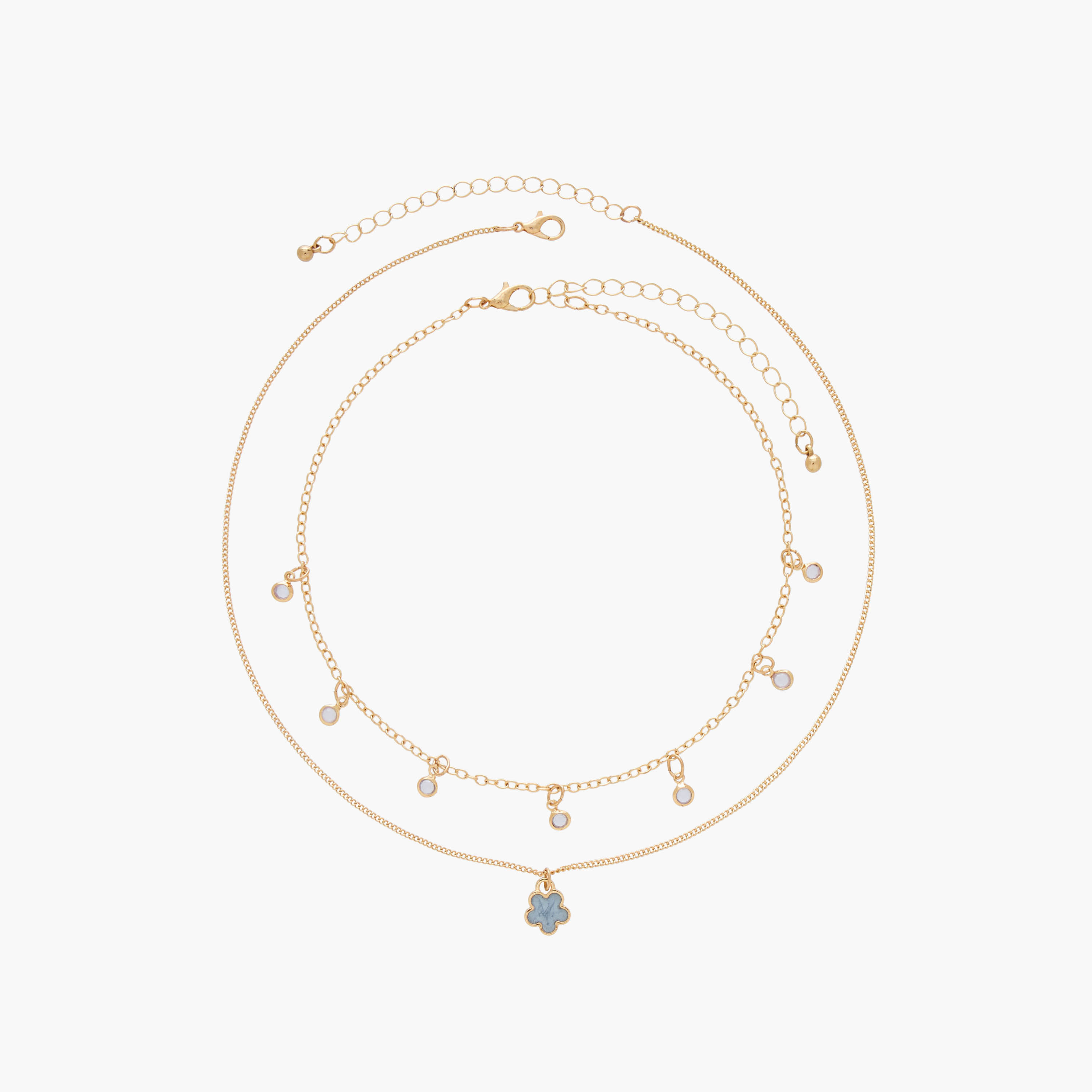 Set of 2 - Gold Tone Necklace with Embellished Detail-women-watchesandjewellery-jewellery-necklacesandpendants-image-1