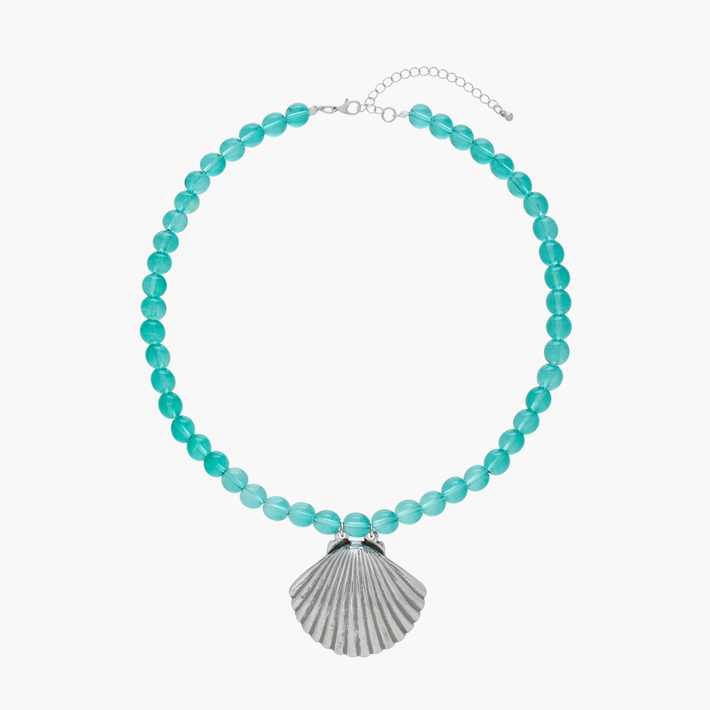 عقد خرز بدلاية صدفة فضية اللون-women-watchesandjewellery-jewellery-necklacesandpendants-image-1
