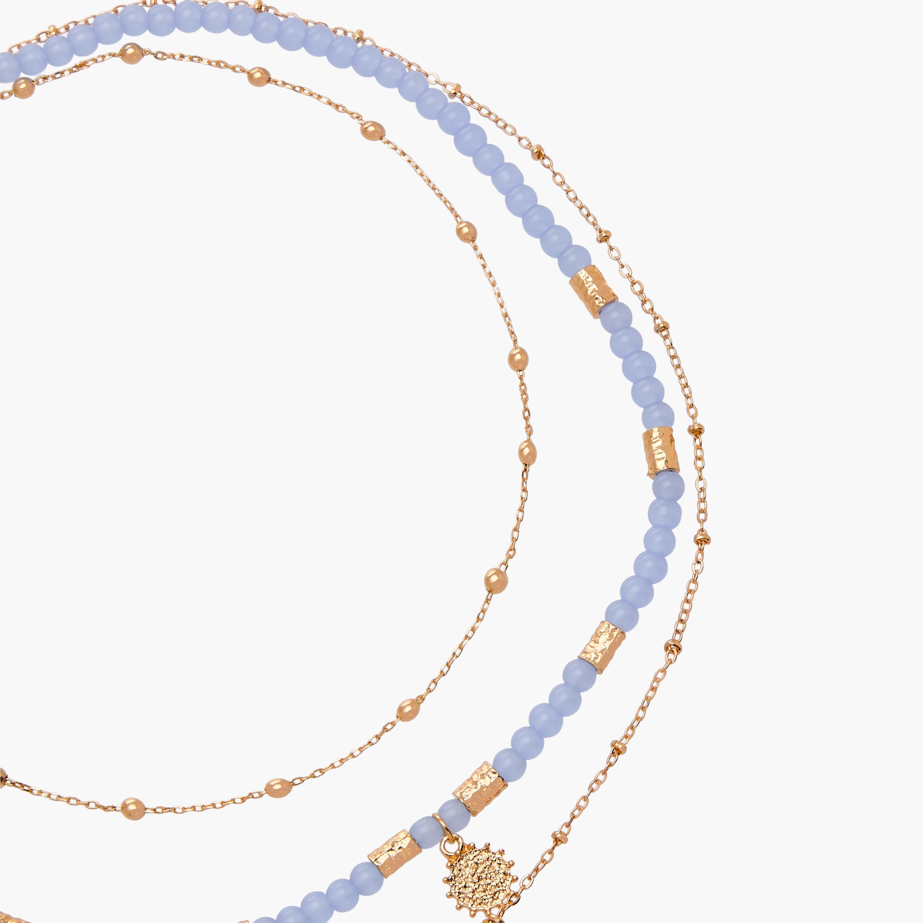 Gold Tone Layered Beaded Shell Pendant Necklace-women-watchesandjewellery-jewellery-necklacesandpendants-image-3