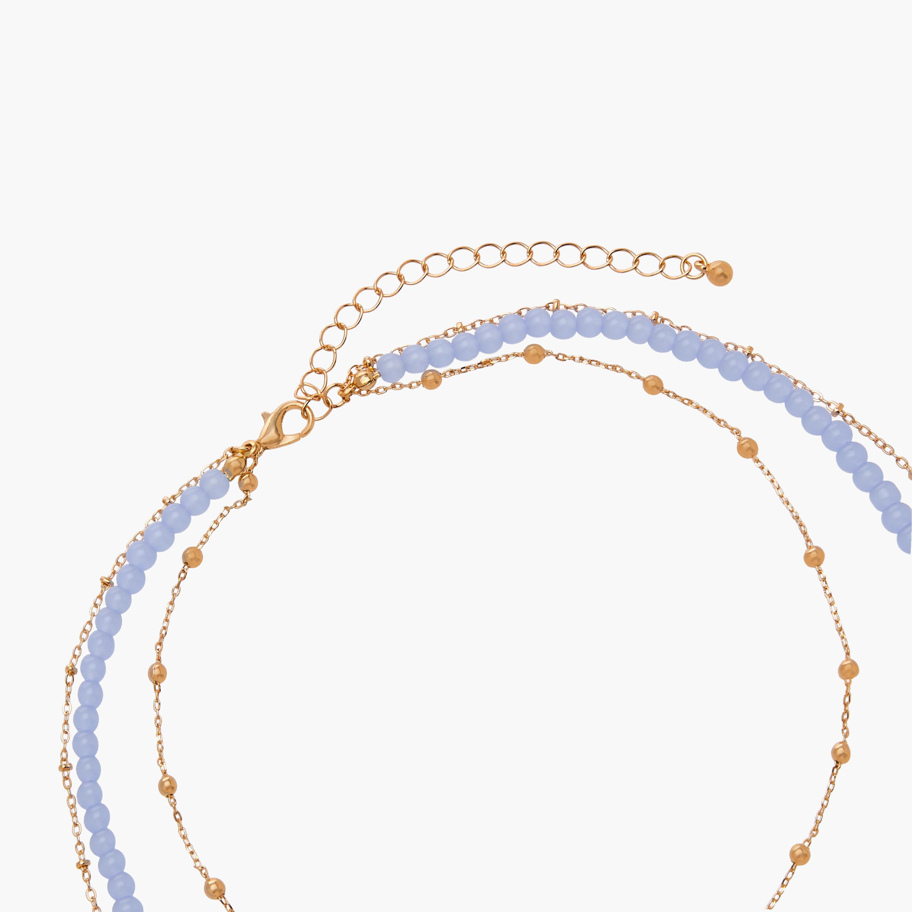 Gold Tone Layered Beaded Shell Pendant Necklace-women-watchesandjewellery-jewellery-necklacesandpendants-image-4