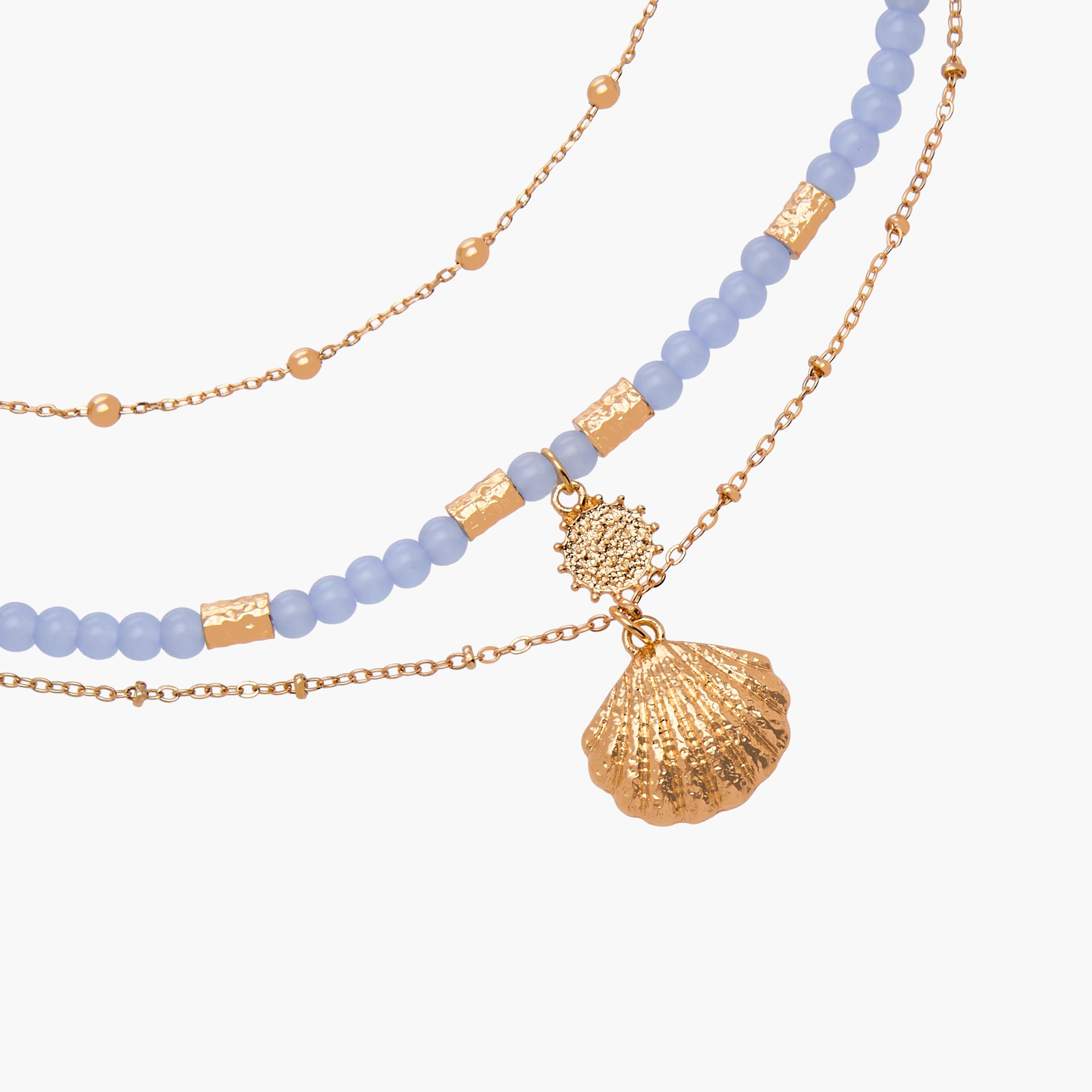 Gold Tone Layered Beaded Shell Pendant Necklace-women-watchesandjewellery-jewellery-necklacesandpendants-image-5