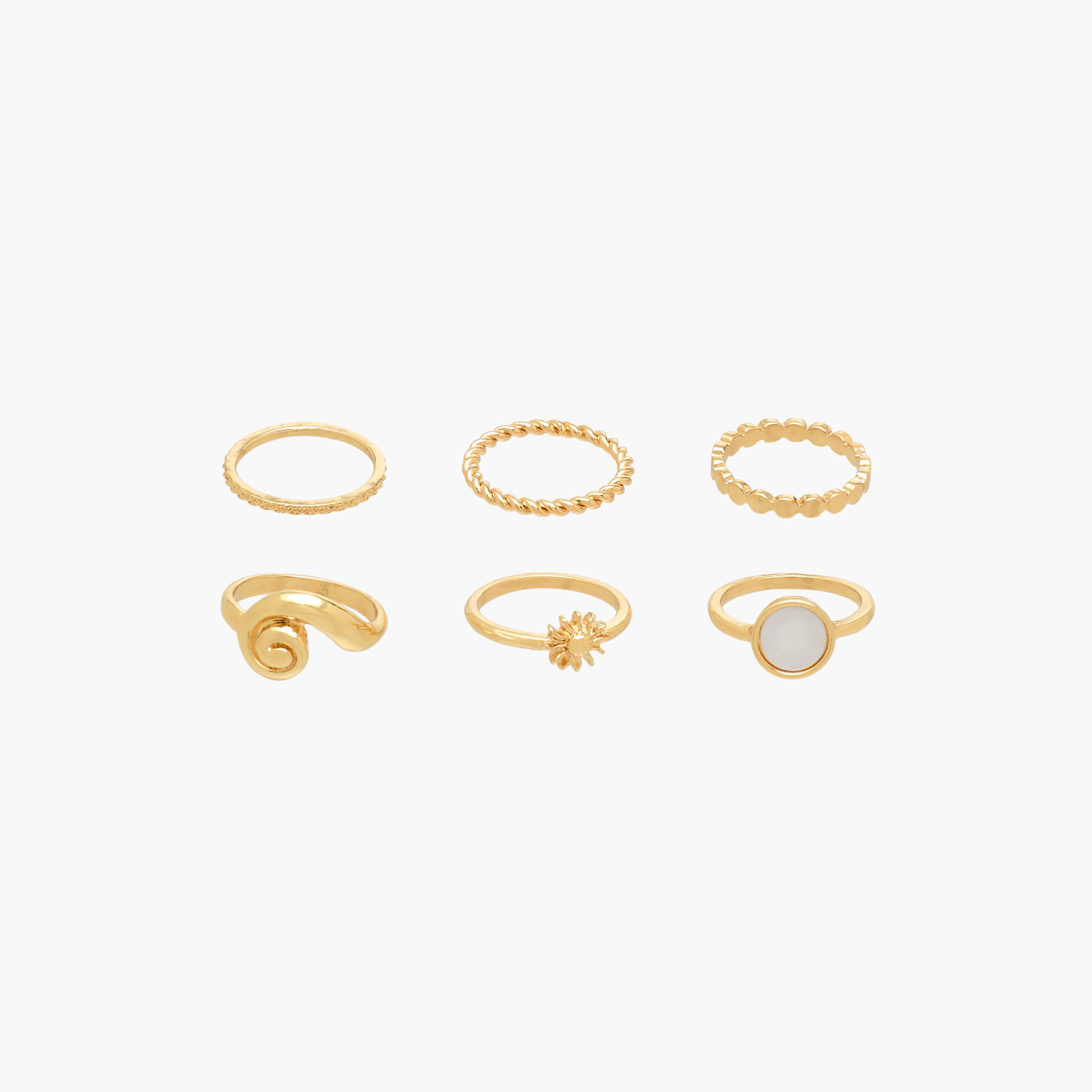 Set of 6 - Assorted Gold Tone Ring-women-watchesandjewellery-jewellery-rings-image-1