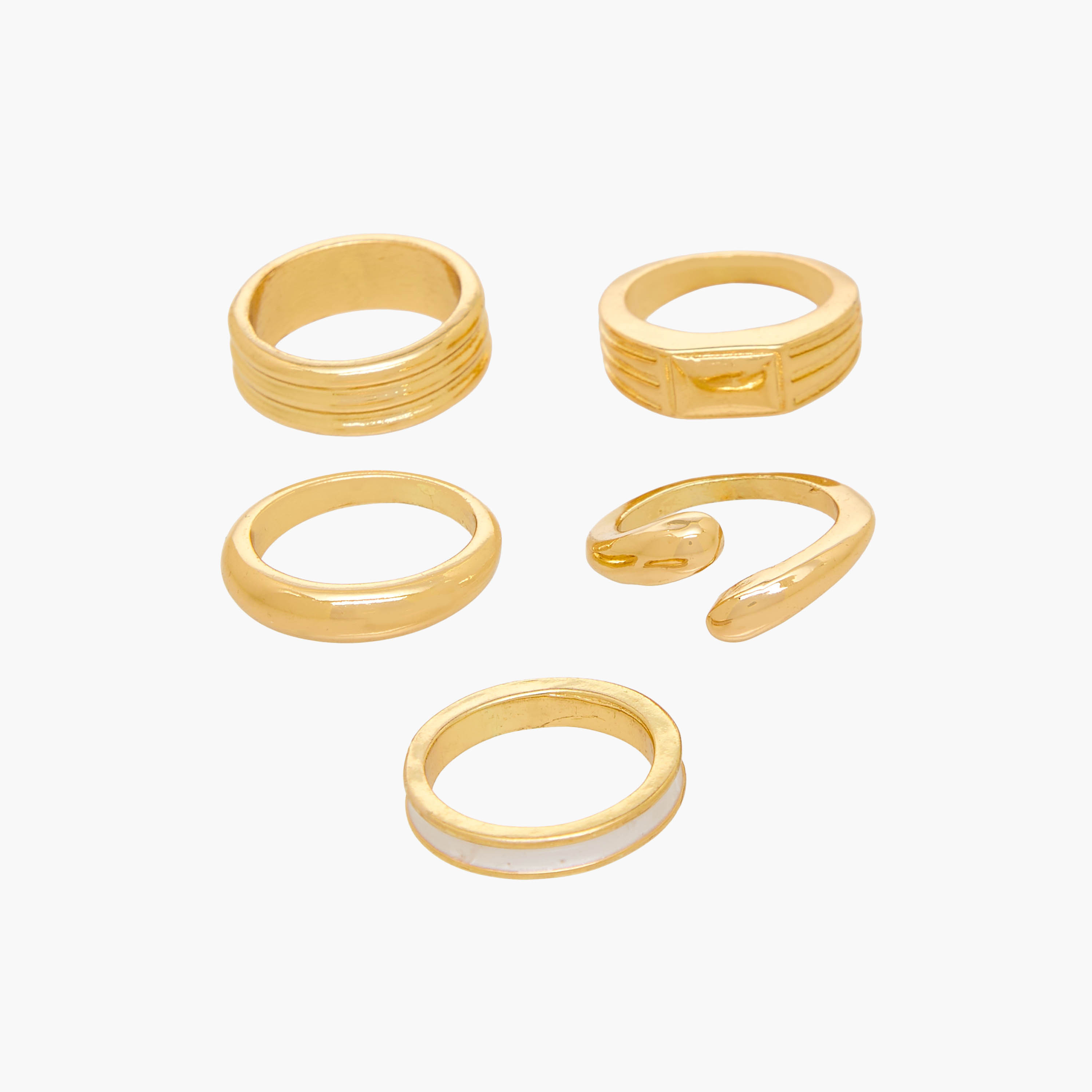 Pack of 5 Gold Tone Ring-women-watchesandjewellery-jewellery-rings-image-1