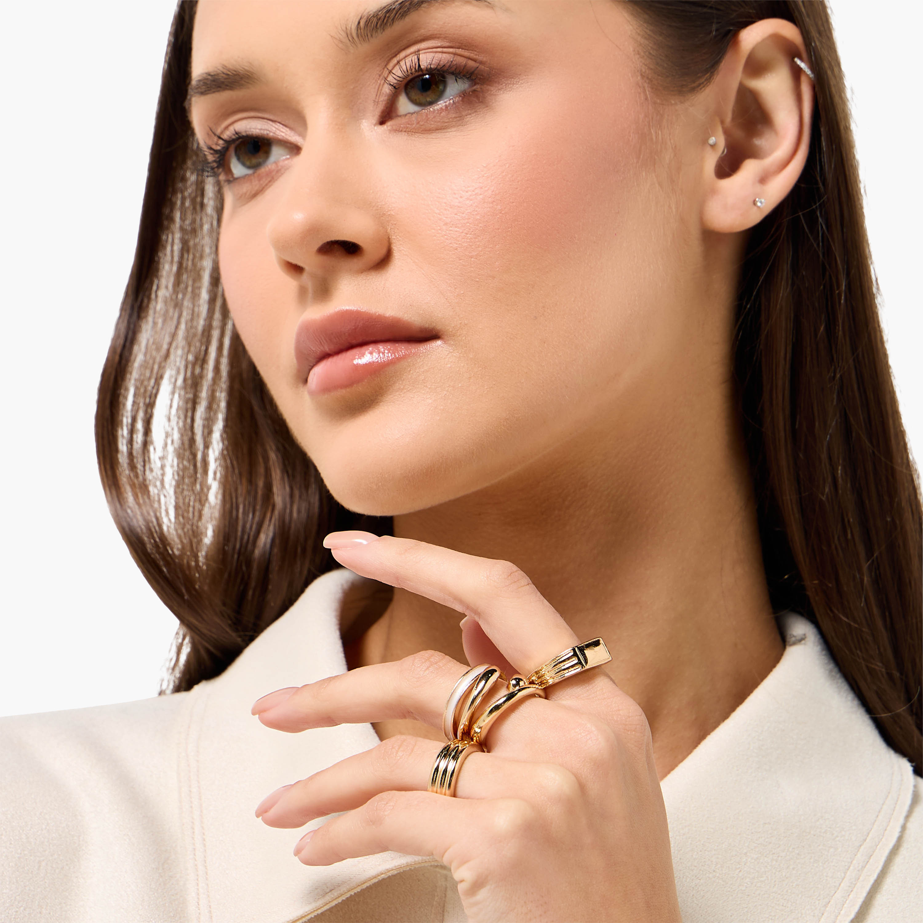 Pack of 5 Gold Tone Ring-women-watchesandjewellery-jewellery-rings-image-2