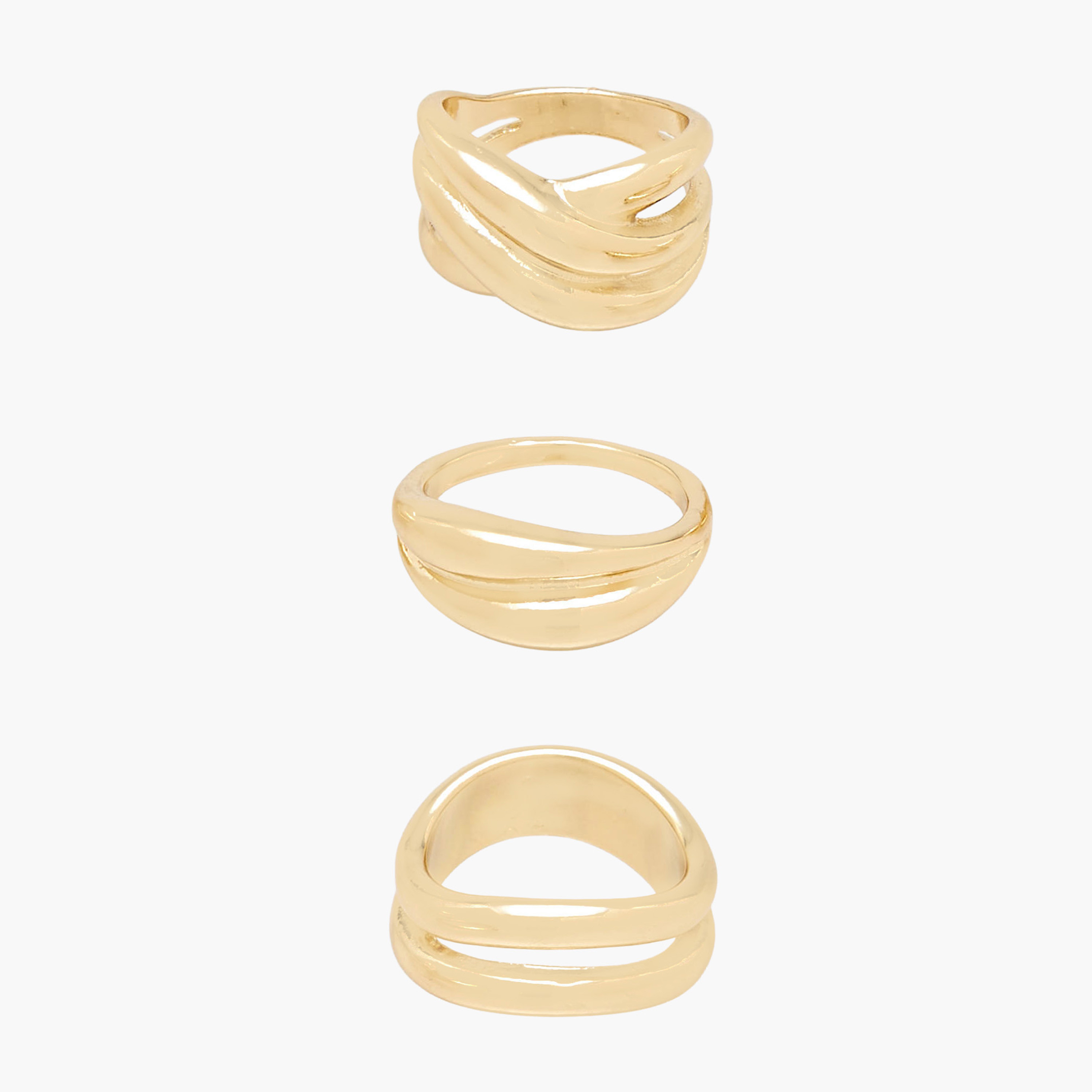 Set of 3 - Stackable Gold Tone Ring with Chunky Design-women-watchesandjewellery-jewellery-rings-image-1