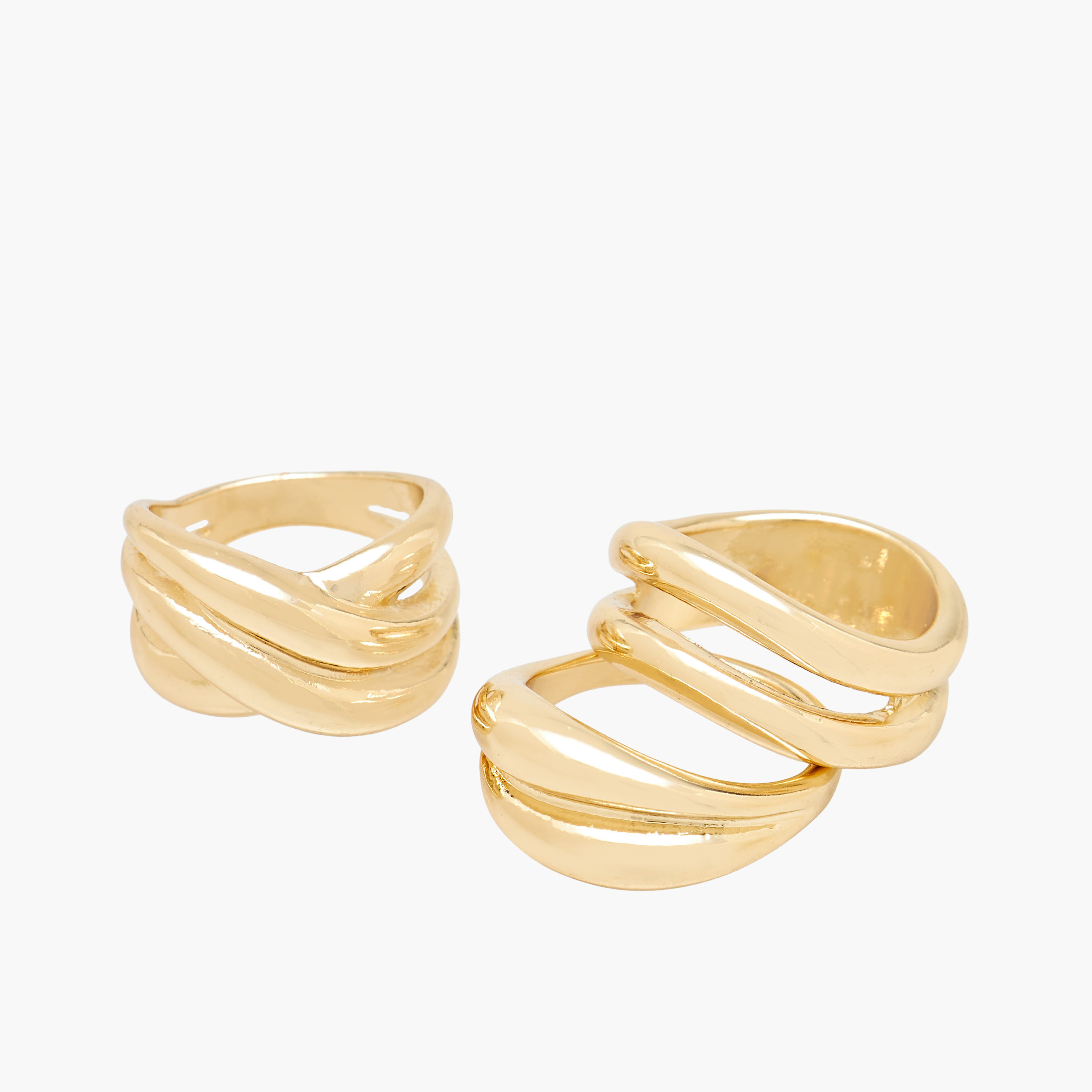 Set of 3 - Stackable Gold Tone Ring with Chunky Design-women-watchesandjewellery-jewellery-rings-image-3