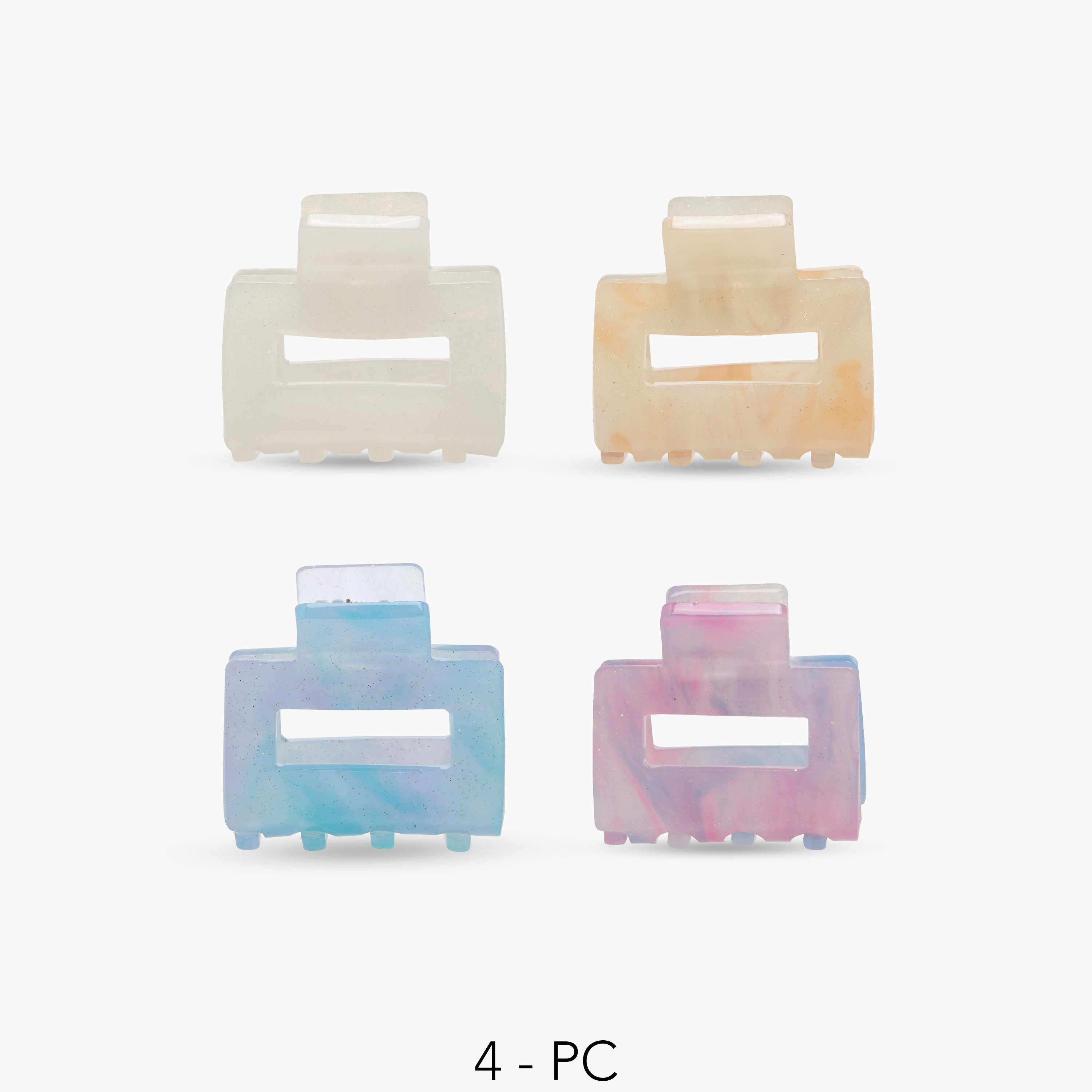 Pack of 4 Rectangular Hair Clamp with Glossy Finish-women-hairaccessories-clamps-image-1