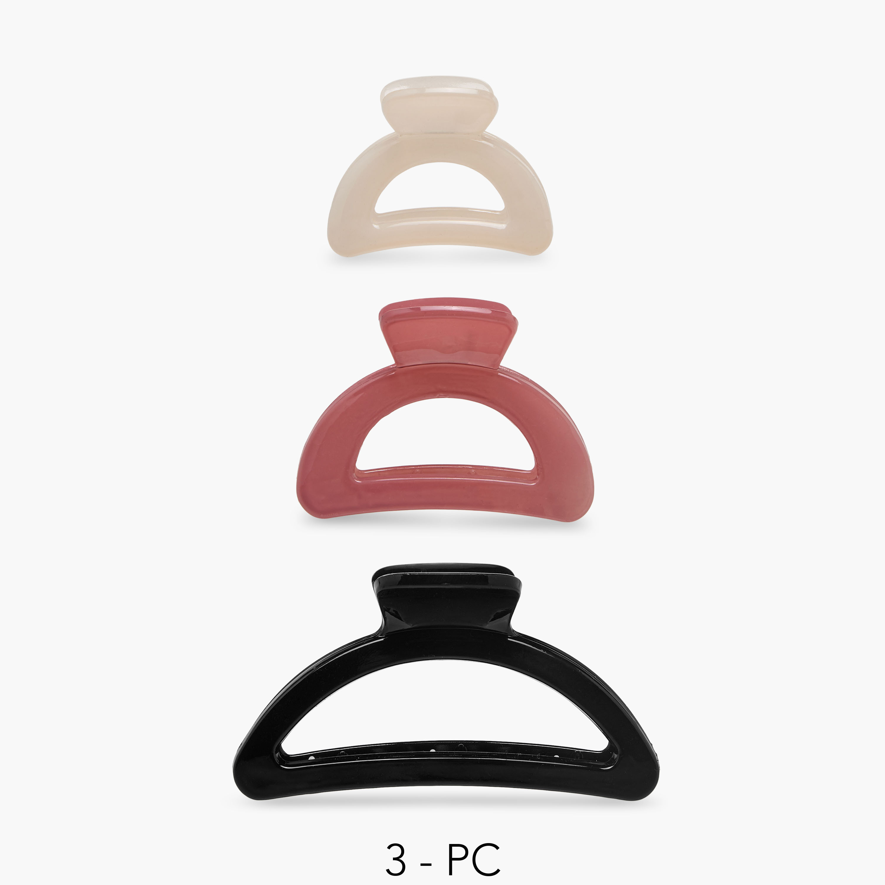 Pack of 3 Curved Hair Clamp with Glossy Finish-women-hairaccessories-clamps-image-1