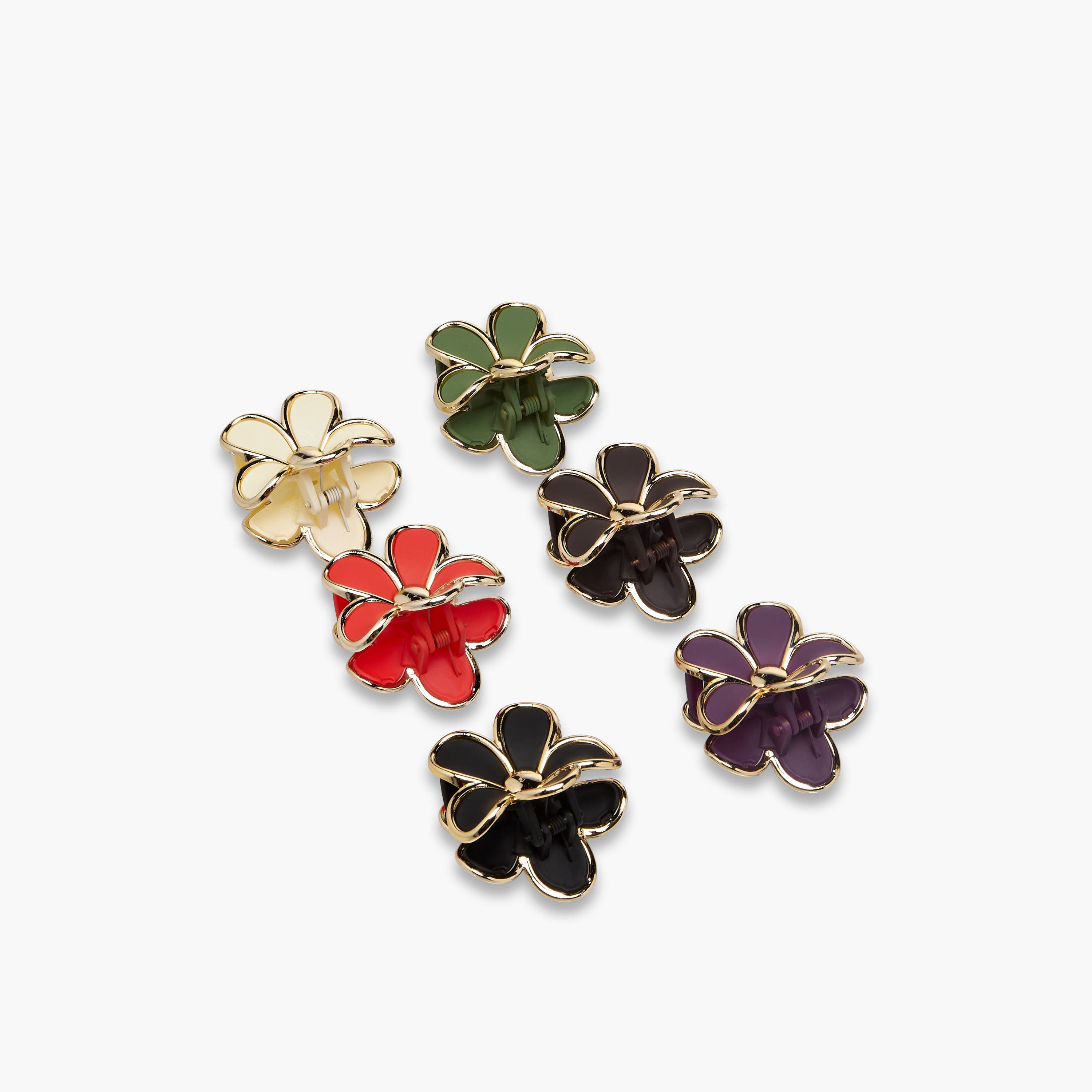 Pack of 6 Floral Hair Clamp with Metallic Trim-women-hairaccessories-clamps-image-6
