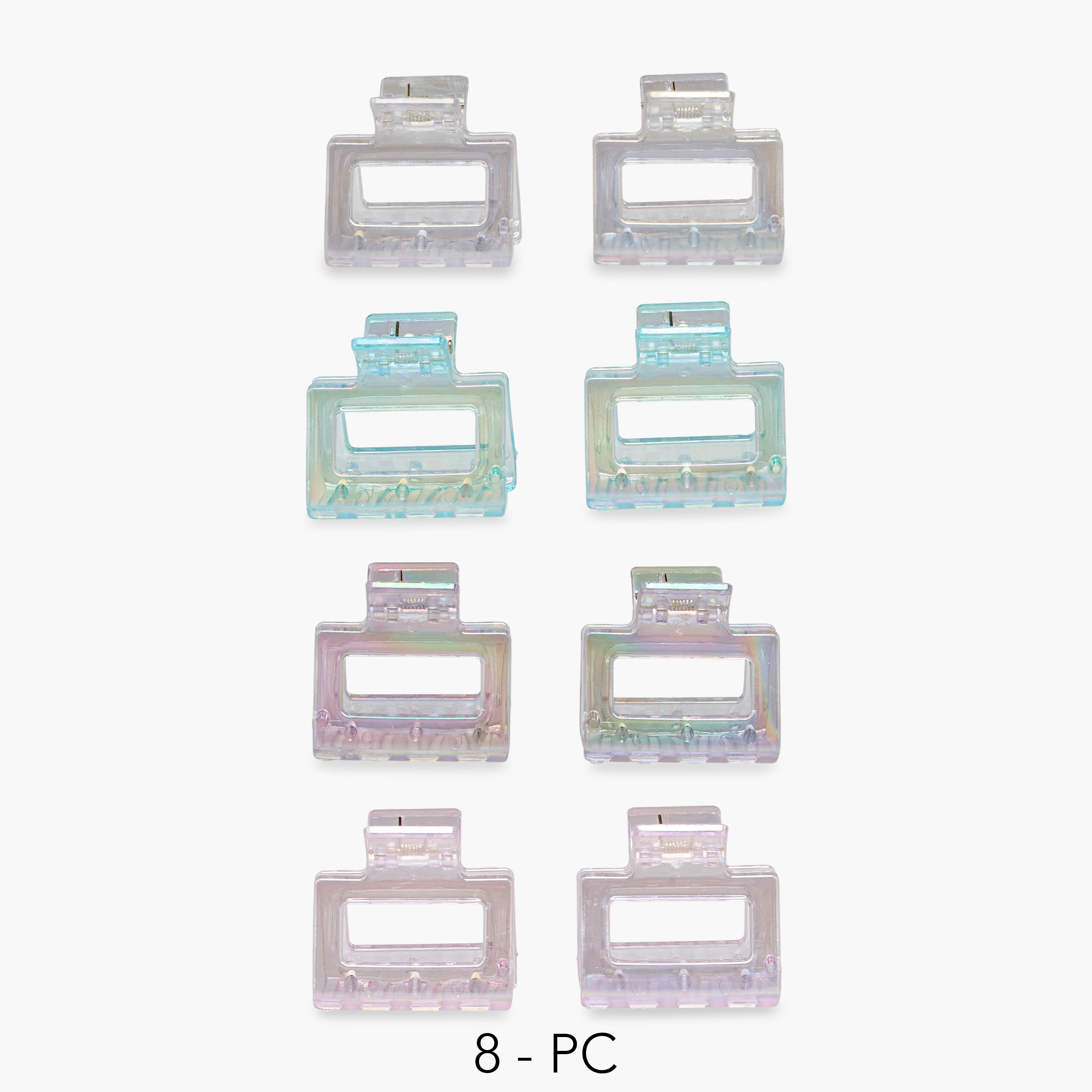 Pack of 8 Rectangle Hair Clamp with Glossy Finish-women-hairaccessories-clamps-image-1
