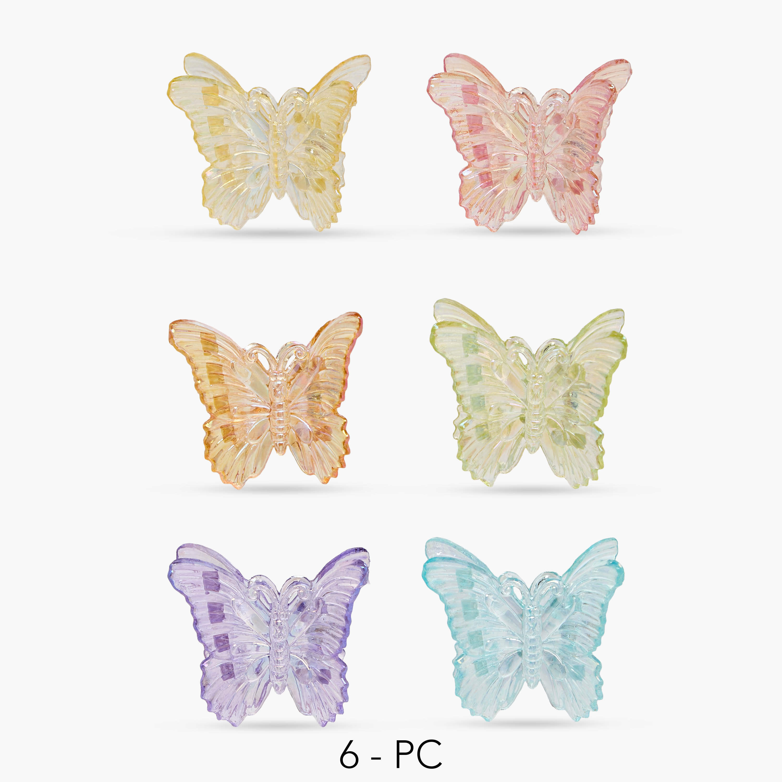 Pack of 6 Butterfly Hair Clamp with Iridescent Finish-women-hairaccessories-clamps-image-1
