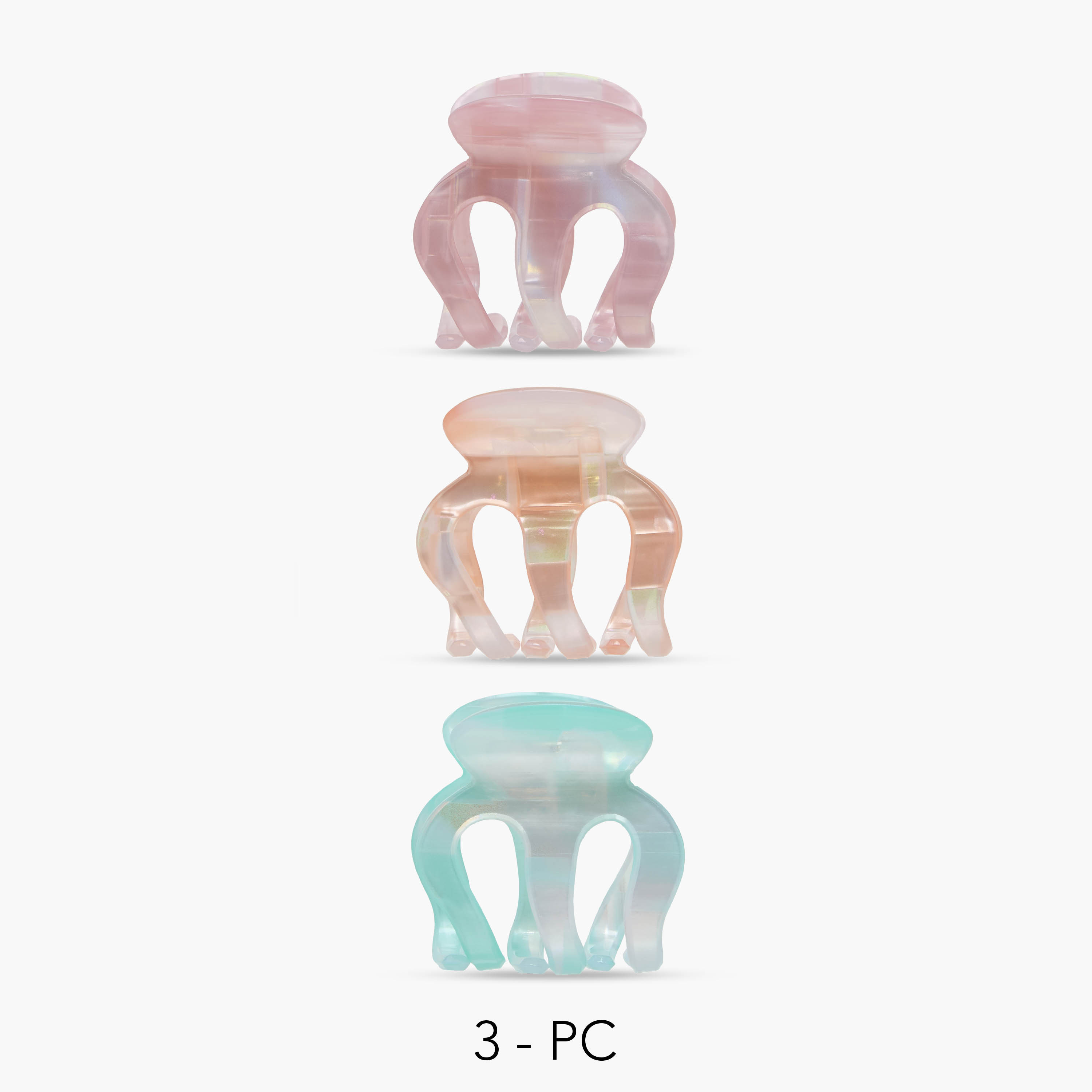 Pack of 3 Octopus Shape Hair Clamps with Iridescent Design-women-hairaccessories-clamps-image-1