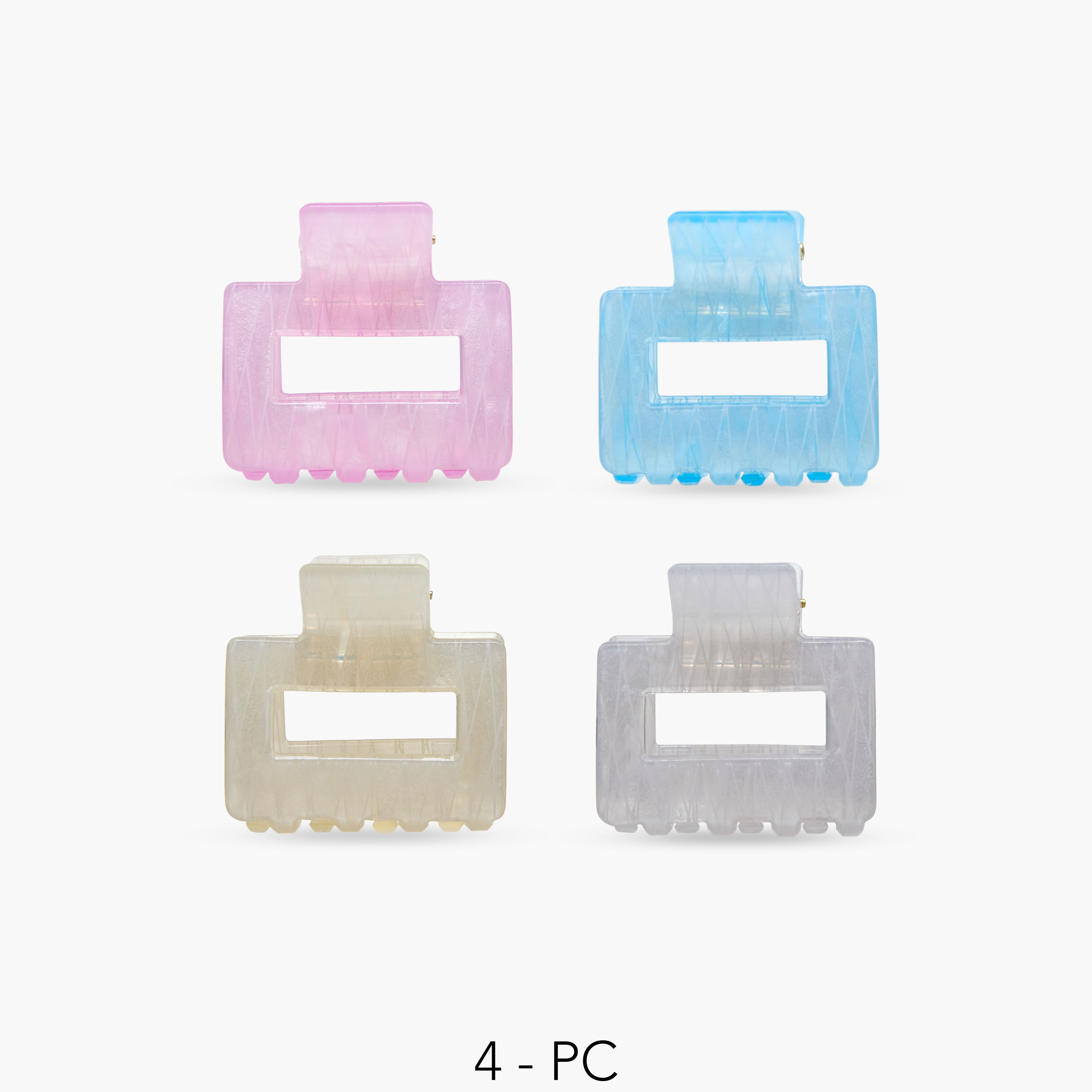 Pack of 4 Rectangular Hair Clamps with Glitter Design-women-hairaccessories-clamps-image-1