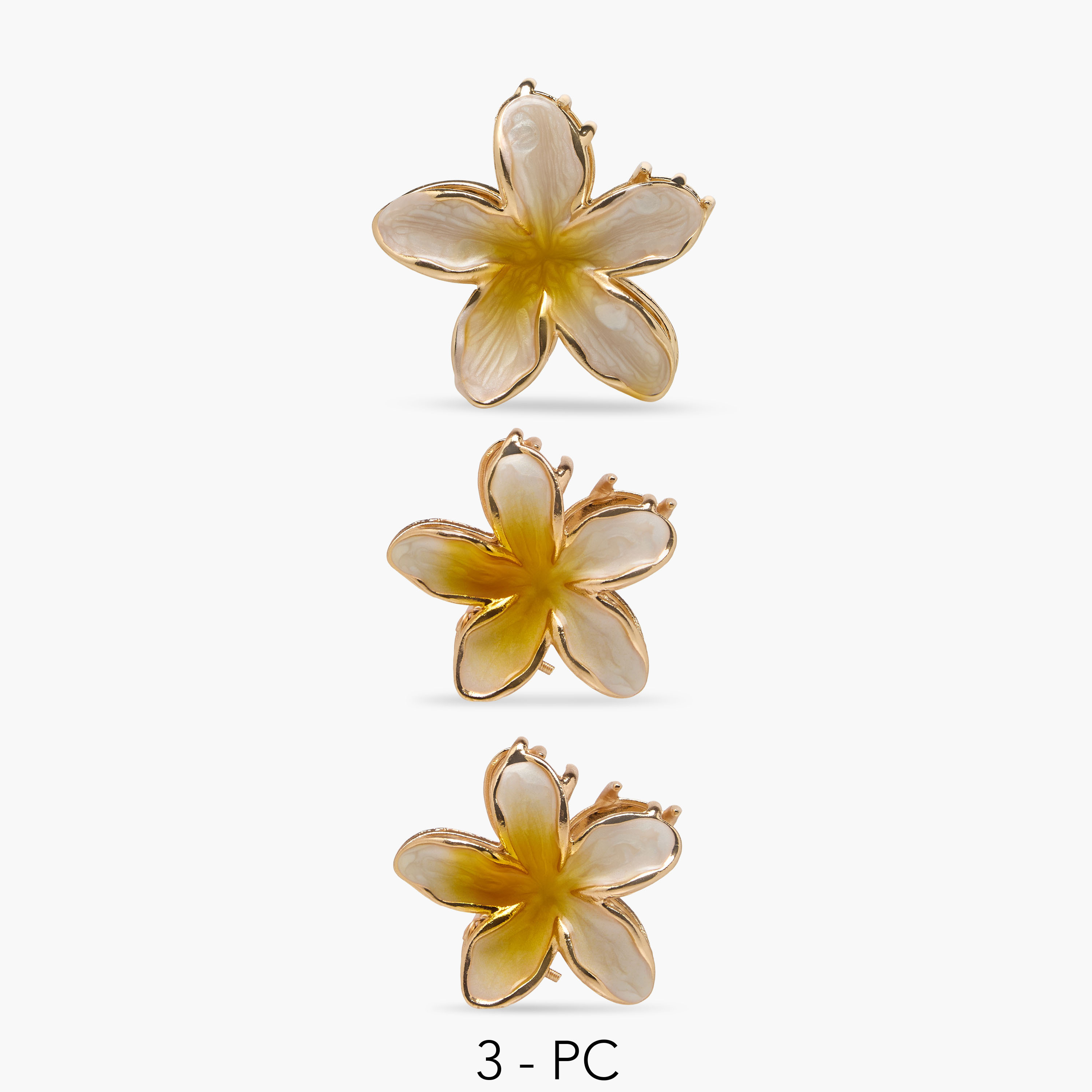 طقم مشابك شعر زهور 3 قطع بطلاء المينا-women-hairaccessories-clamps-image-1
