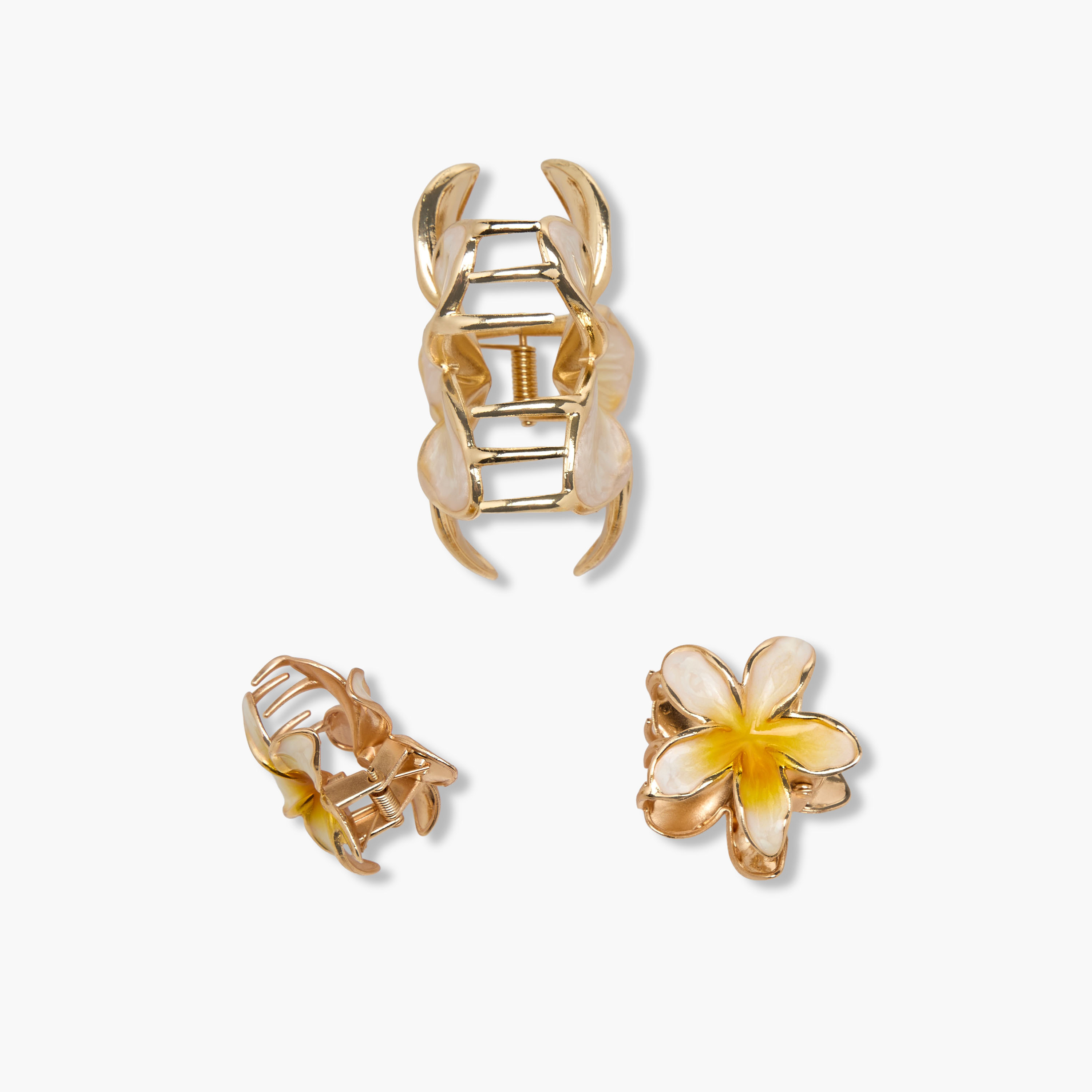 طقم مشابك شعر زهور 3 قطع بطلاء المينا-women-hairaccessories-clamps-image-7