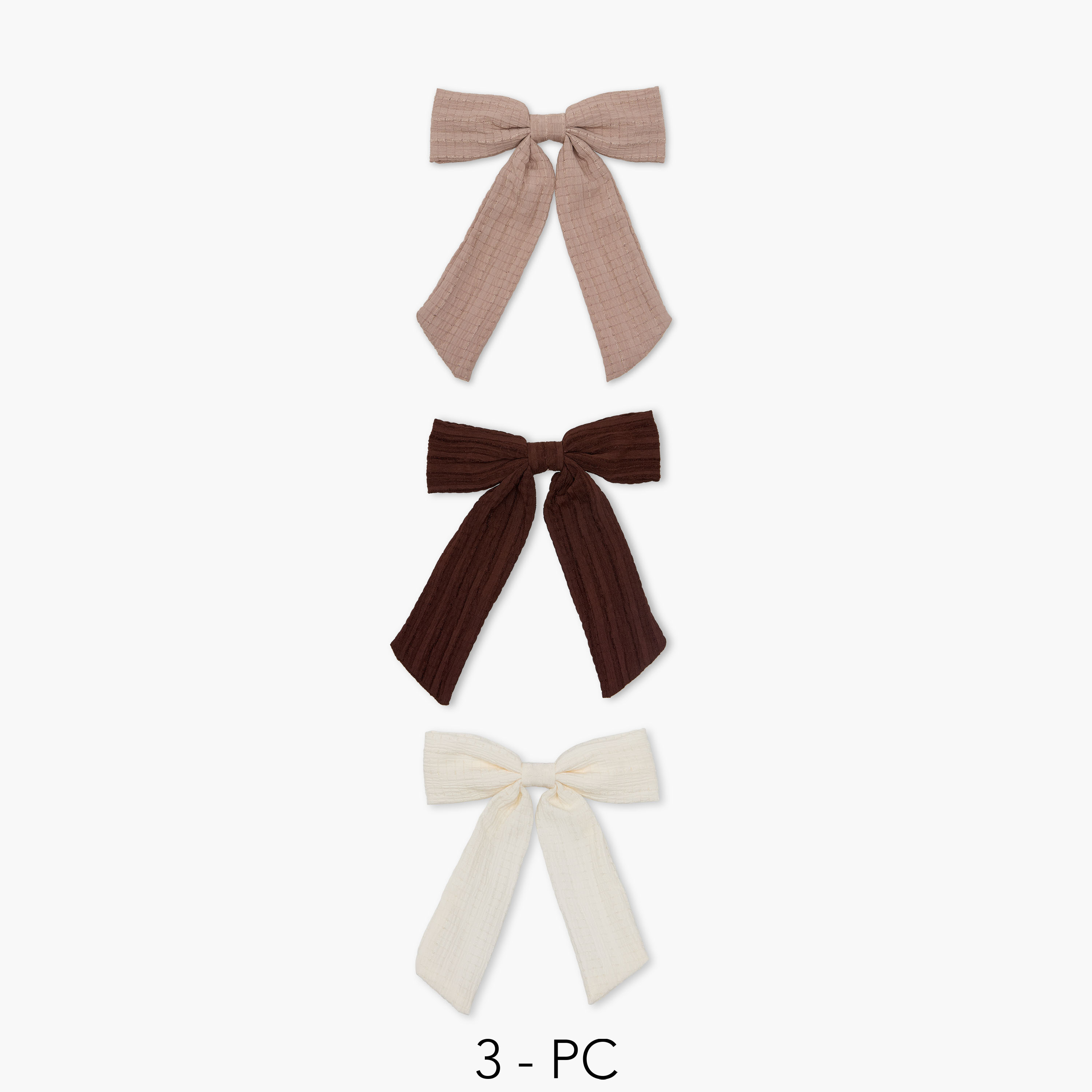 مجموعة مشابك شعر بفيونكة بارزة الملمس 3 قطع من جلو-women-hairaccessories-clips-image-1
