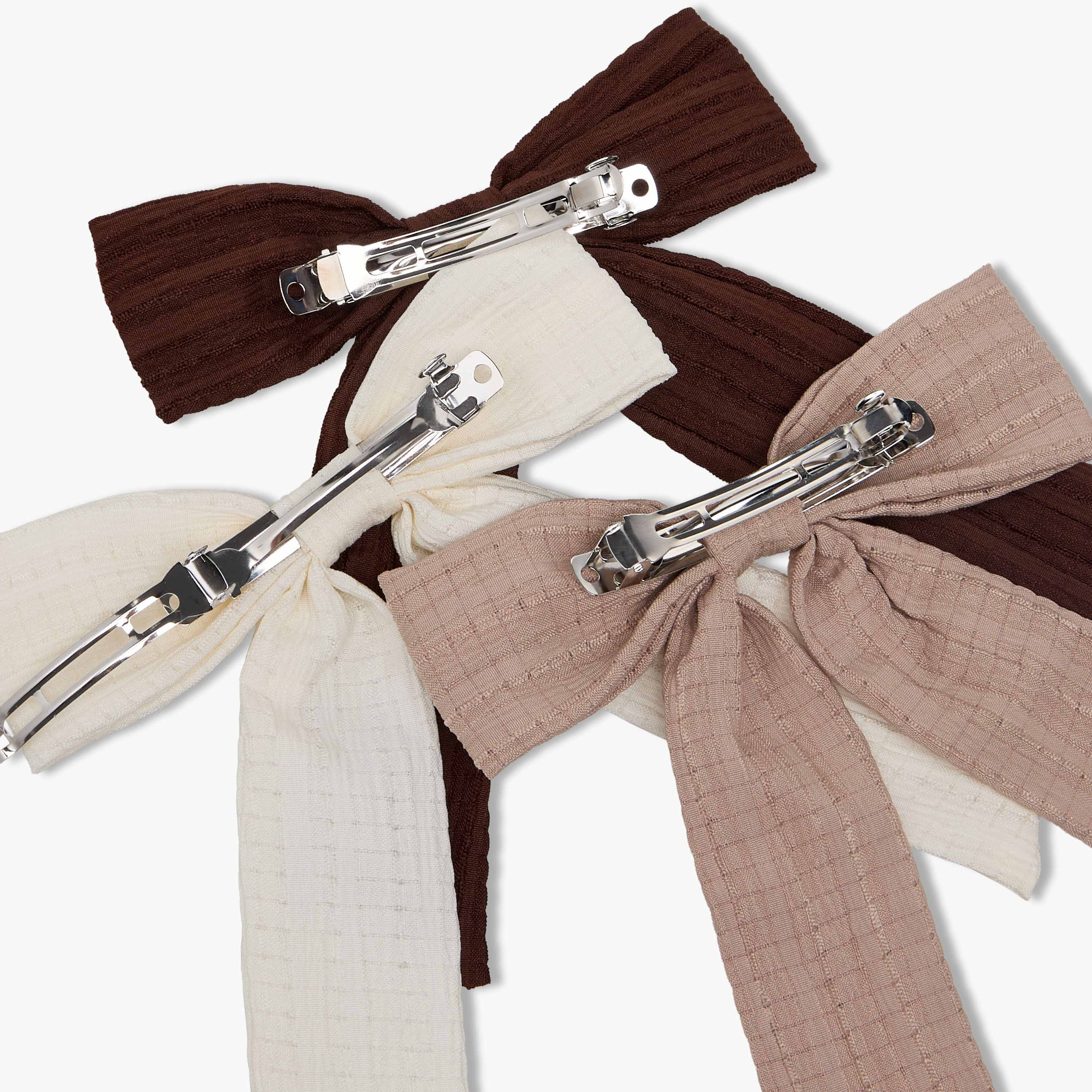 مجموعة مشابك شعر بفيونكة بارزة الملمس 3 قطع من جلو-women-hairaccessories-clips-image-10