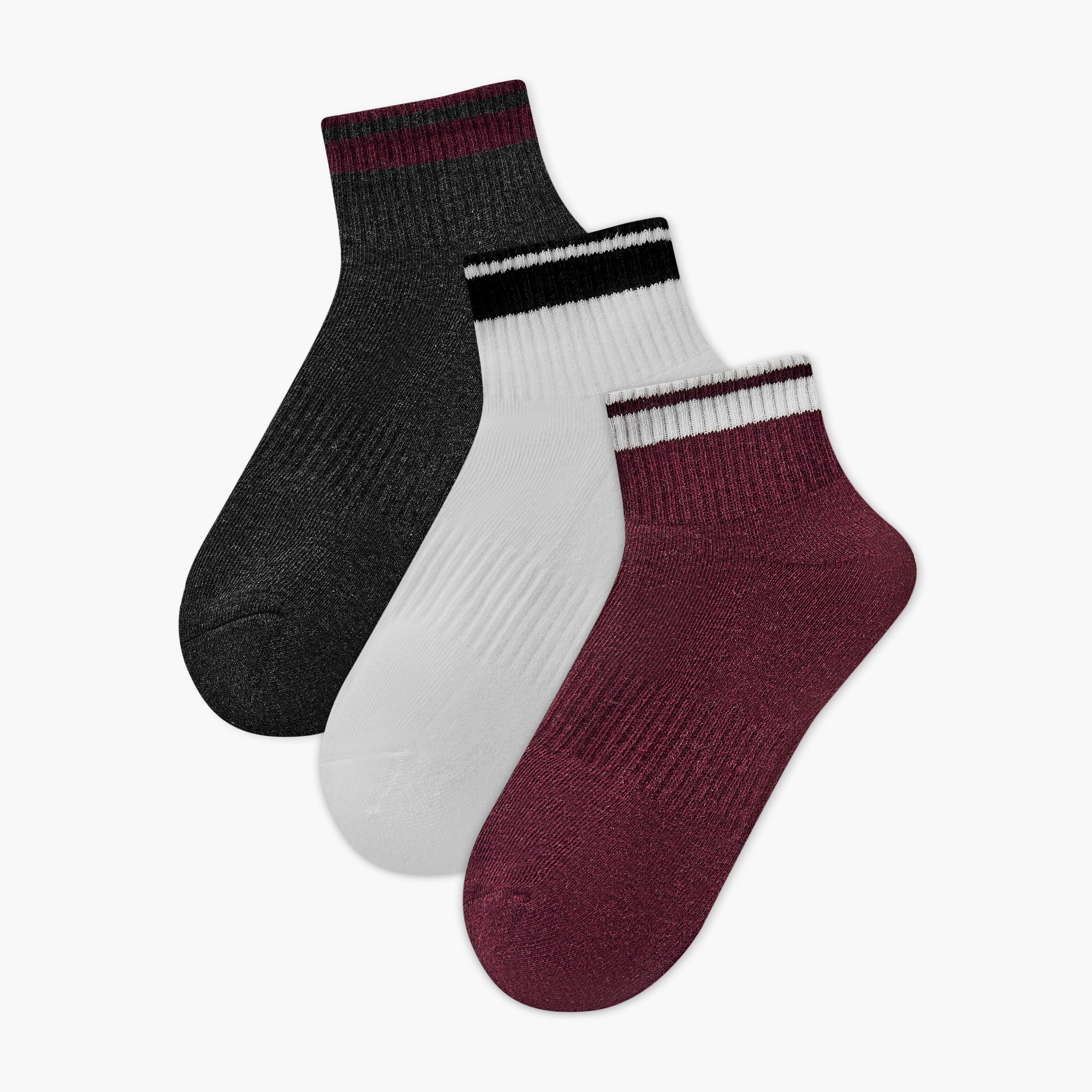 طقم جوارب قطنية 3 أزواج بطول الكاحل-women-socksandstockings-image-1