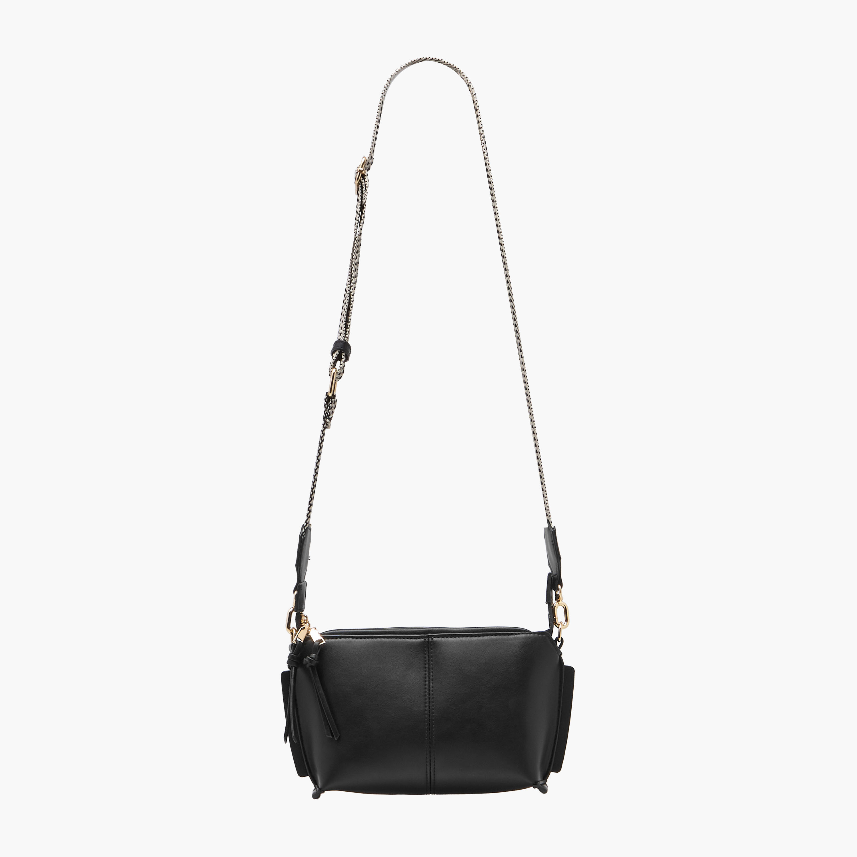 Textured Crossbody Bag with Printed Strap-women-bagsandwallets-handbags-image-3