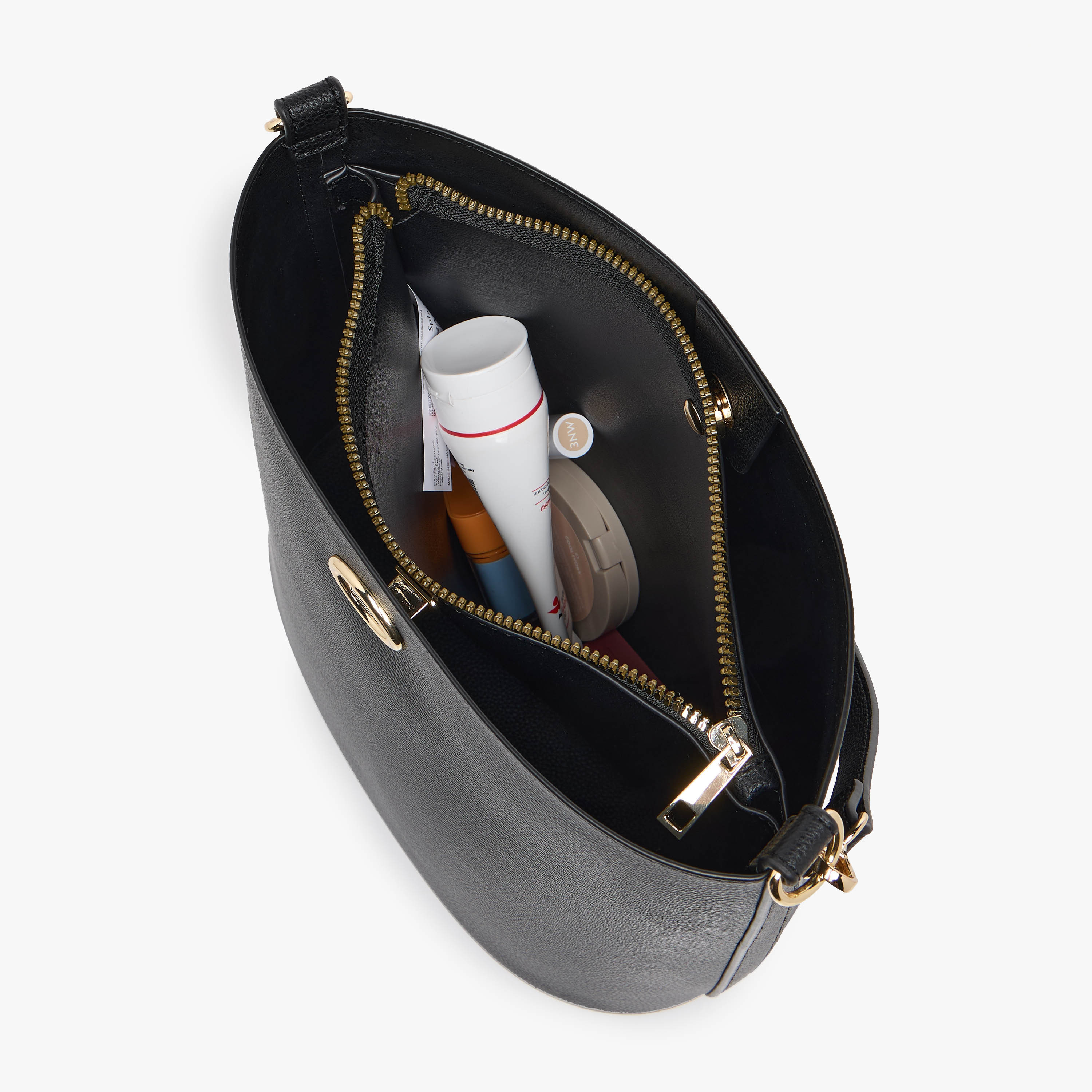 Textured Bucket Bag with Twist Lock Closure-women-bagsandwallets-handbags-image-8