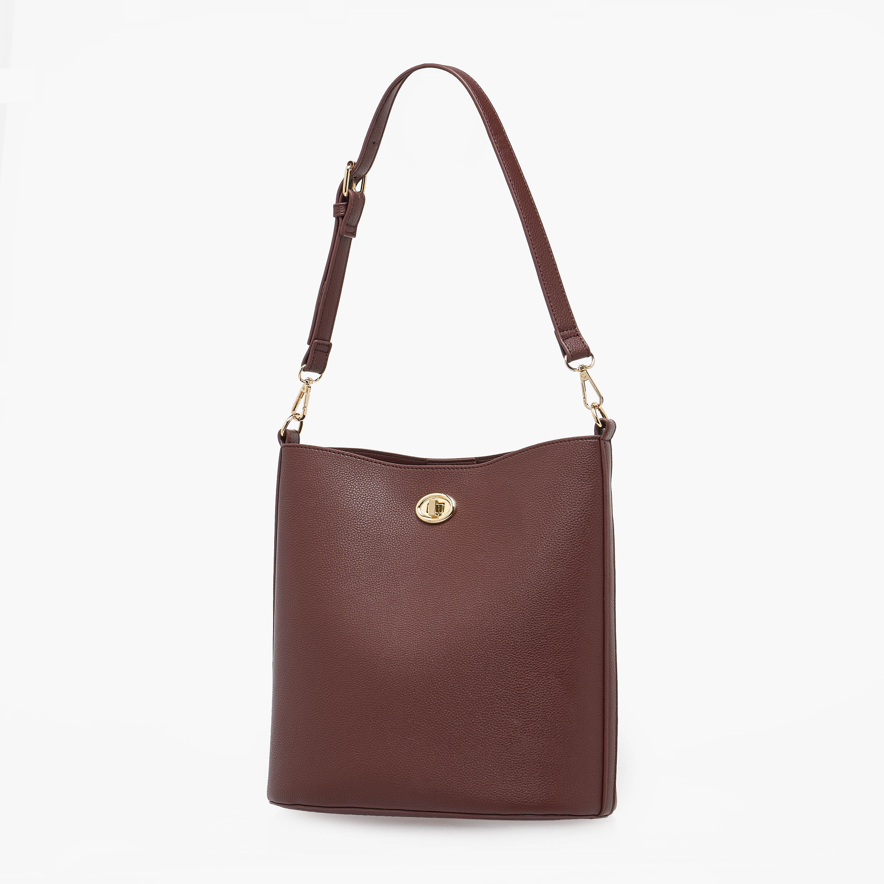 Textured Bucket Bag with Twist Lock Closure-women-bagsandwallets-handbags-image-3