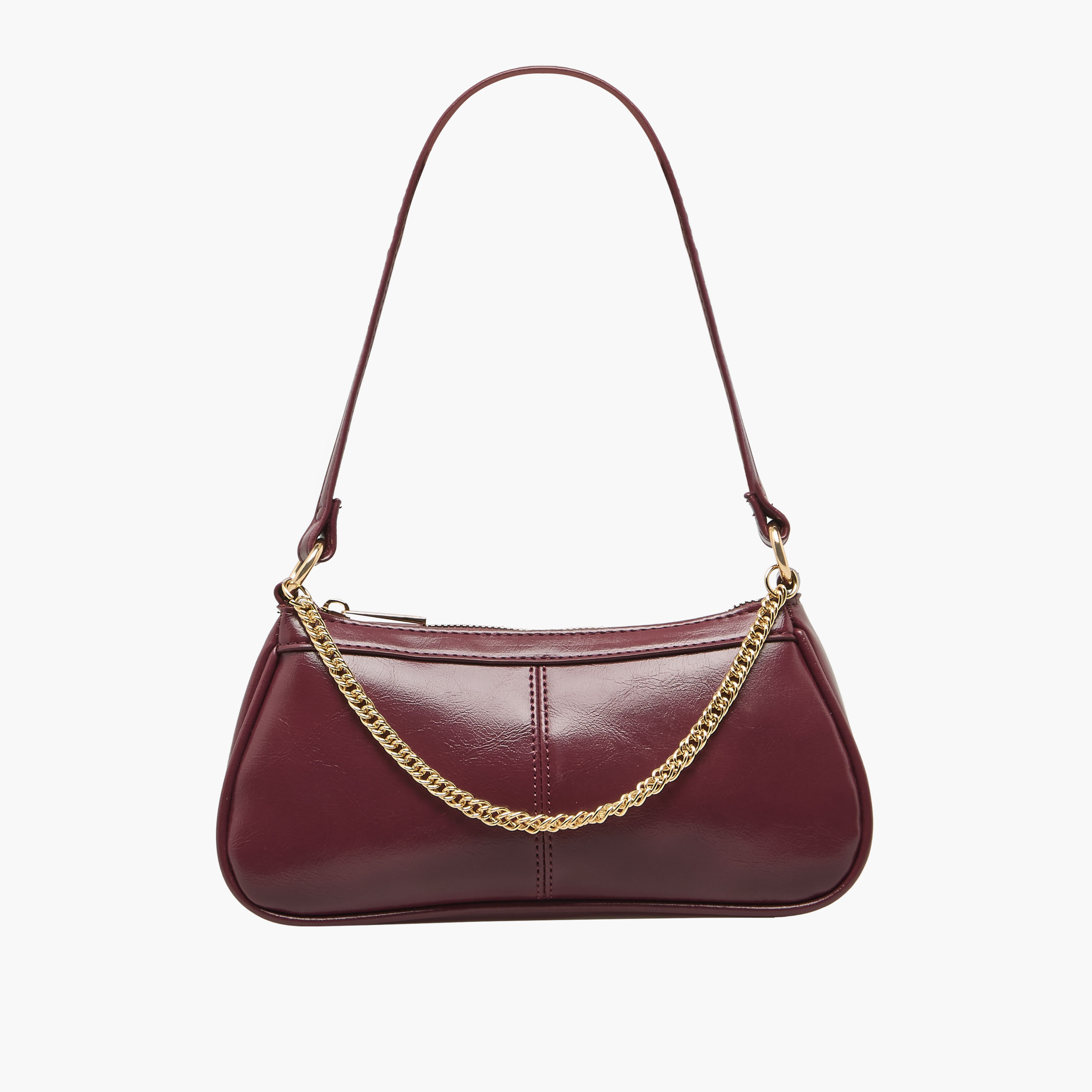 Chain Detail Shoulder Bag with Zip Closure-women-bagsandwallets-handbags-image-1
