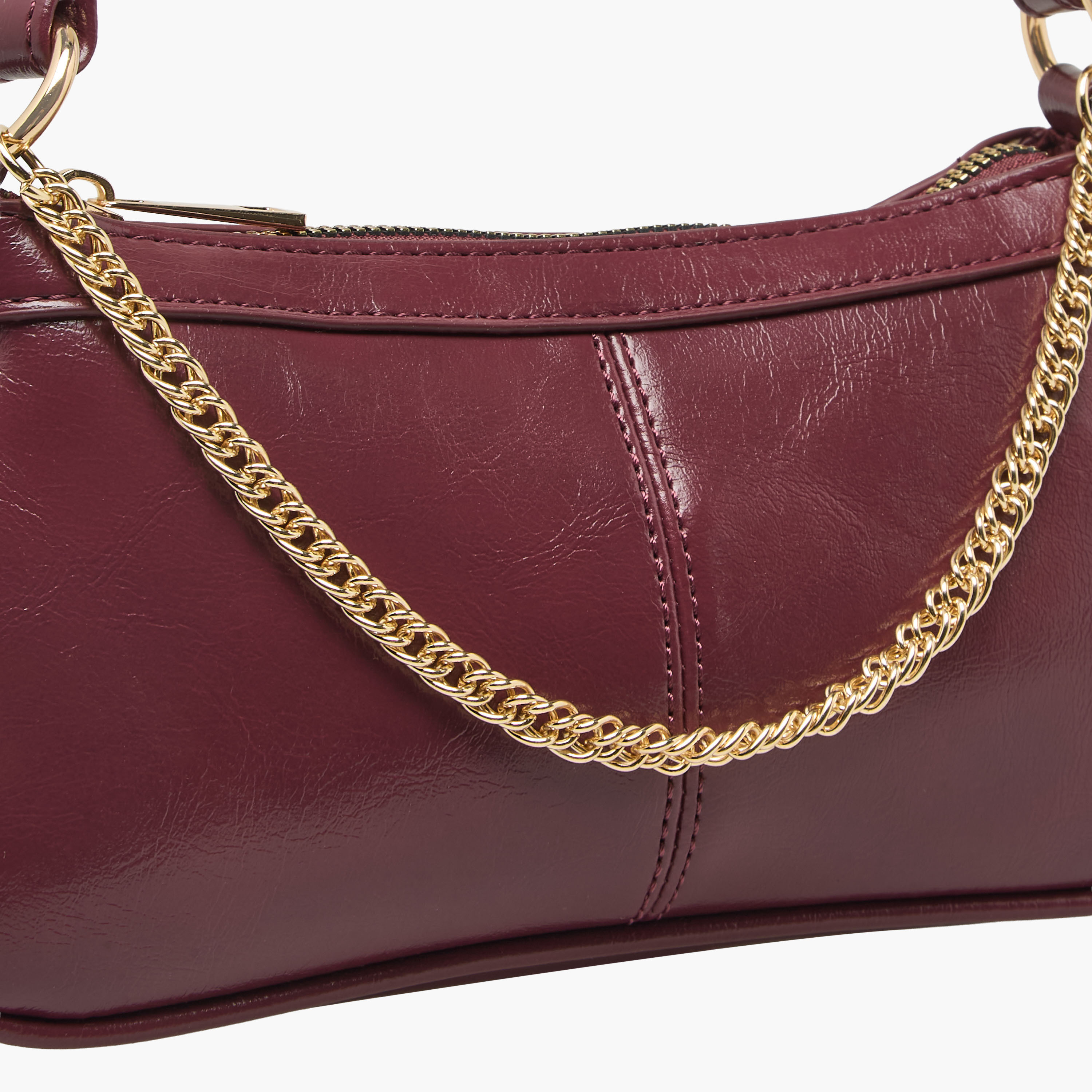 Chain Detail Shoulder Bag with Zip Closure-women-bagsandwallets-handbags-image-4