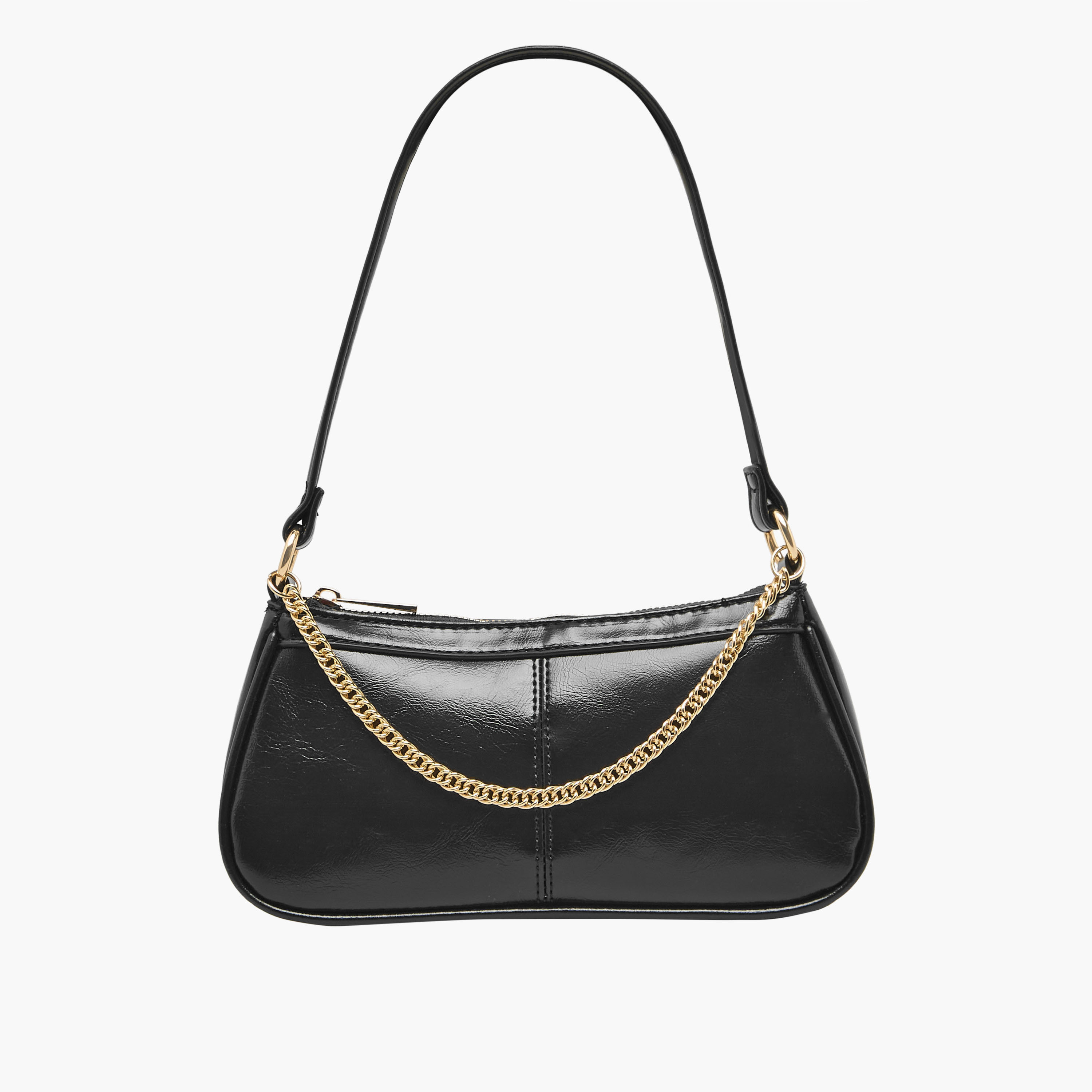 Chain Detail Shoulder Bag with Zip Closure-women-bagsandwallets-handbags-image-1