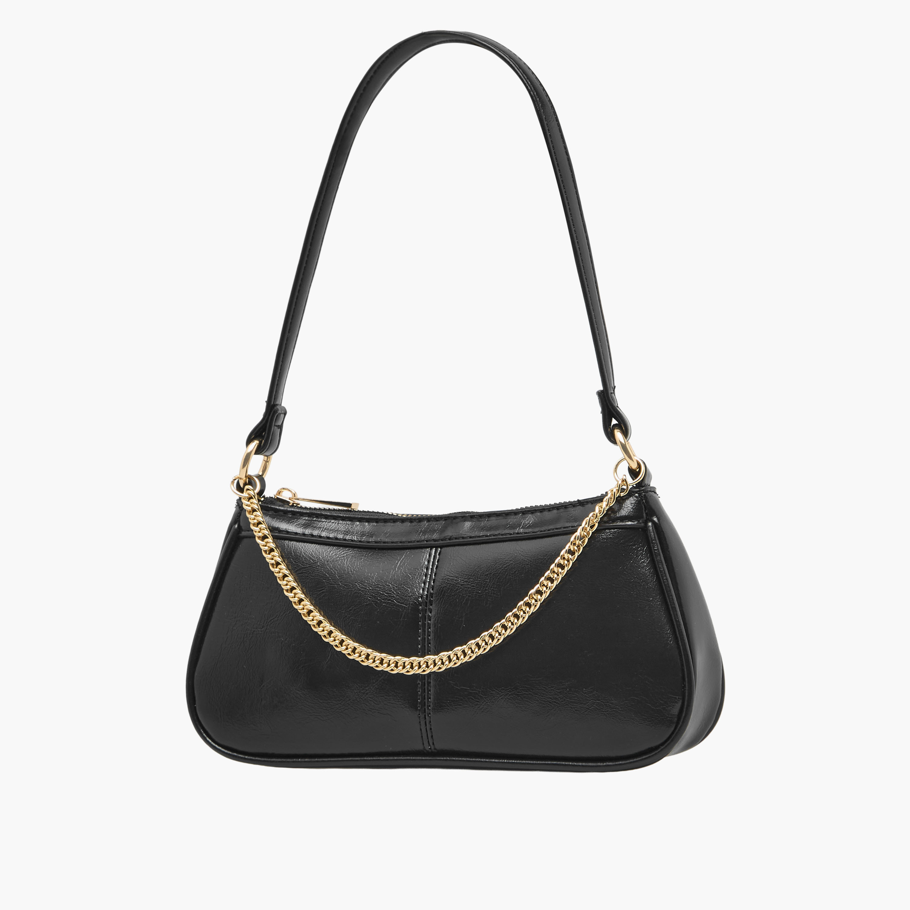 Chain Detail Shoulder Bag with Zip Closure-women-bagsandwallets-handbags-image-2