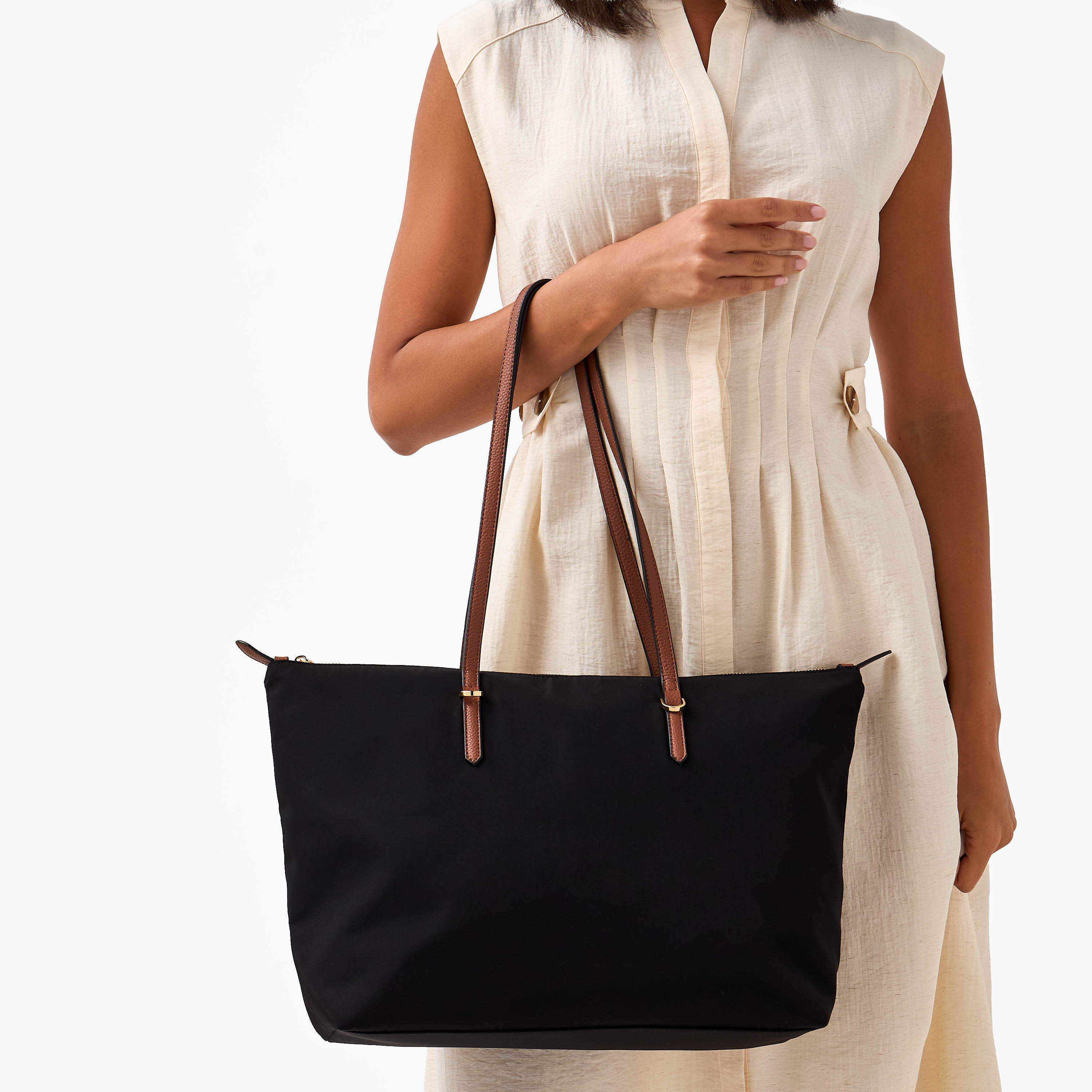 Tote Bag with Contrast Handles-women-bagsandwallets-handbags-image-2